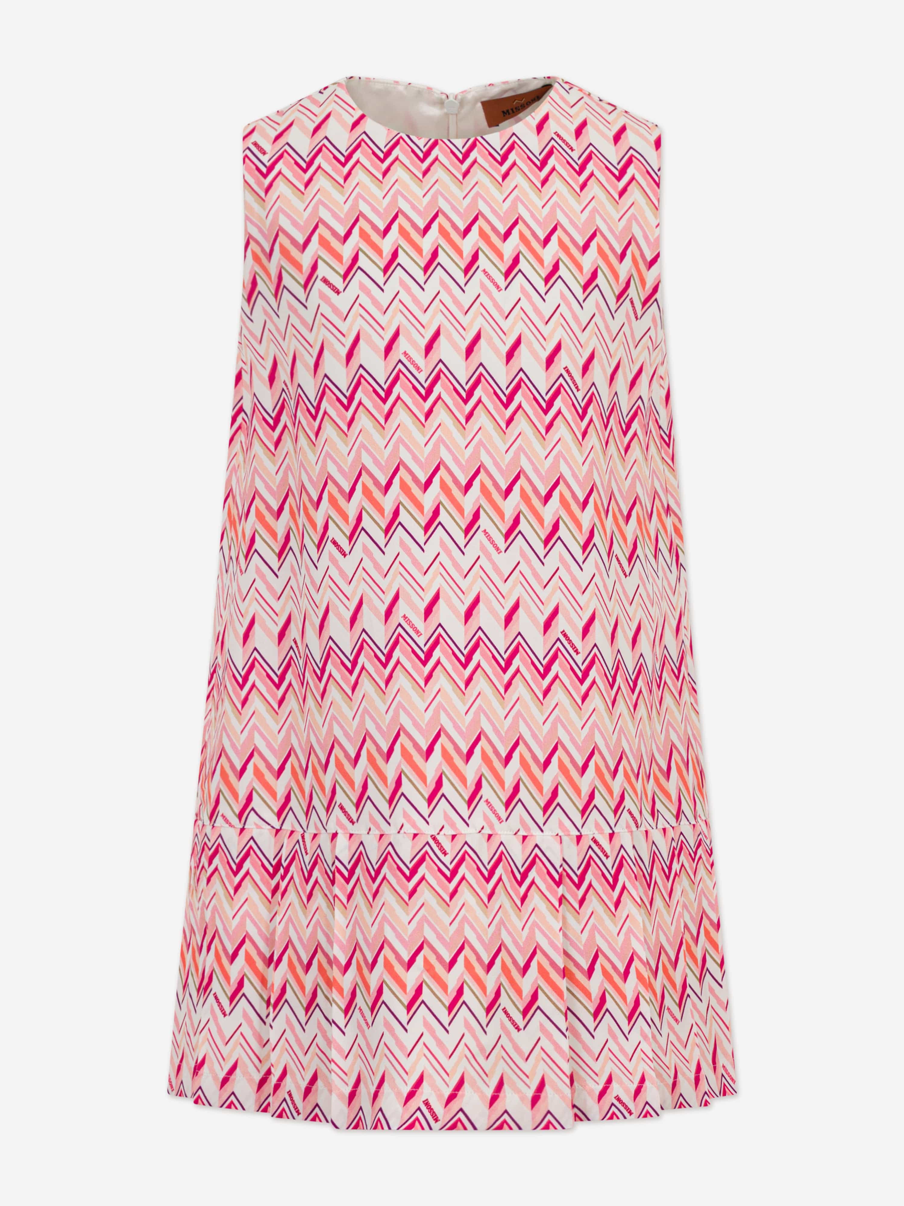 Missoni Girls Sleeveless Zigzag Dress in Pink