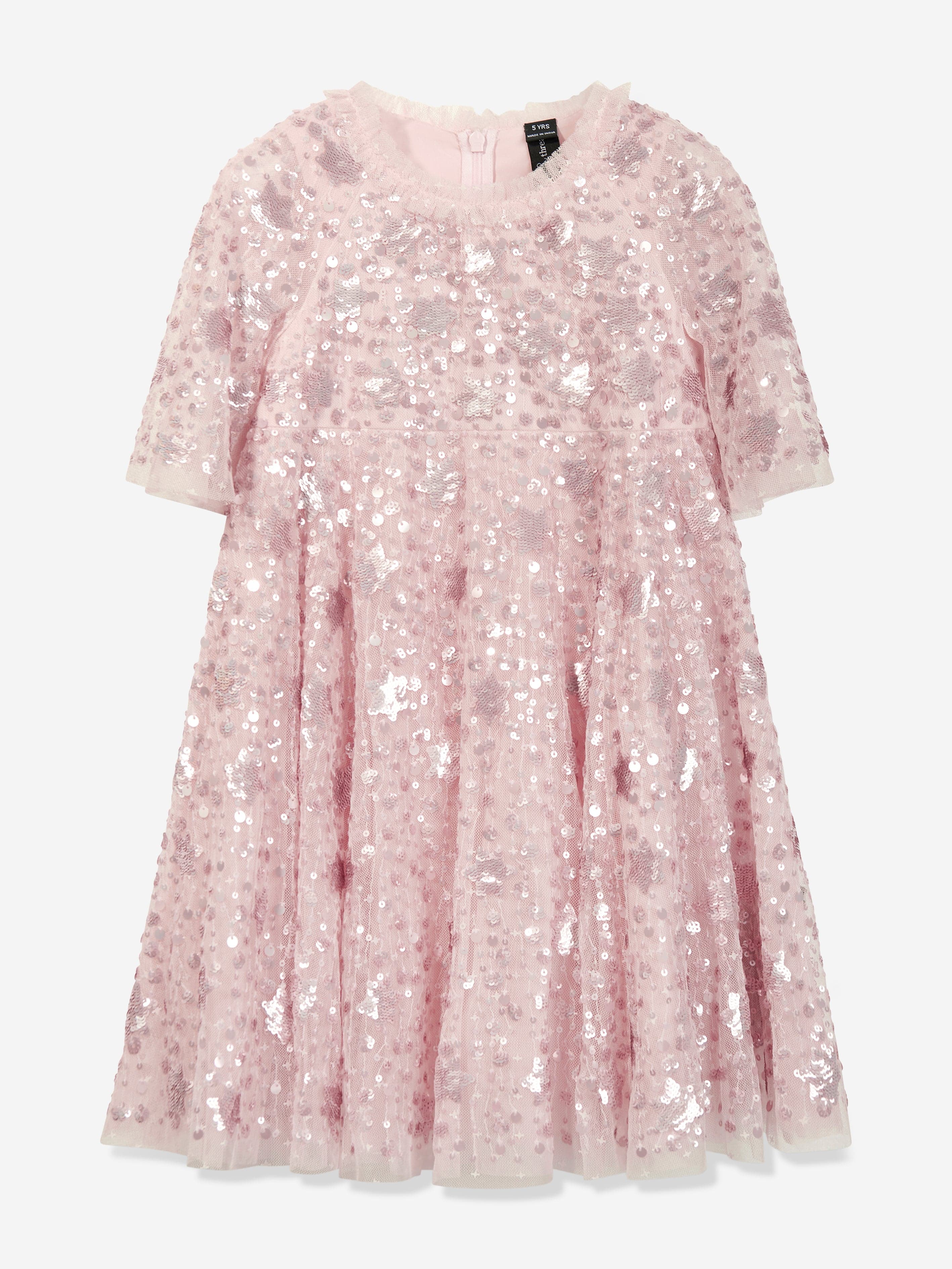 slim fit dress slacks Needle & Thread Girls Shooting Stars Dress in Pink