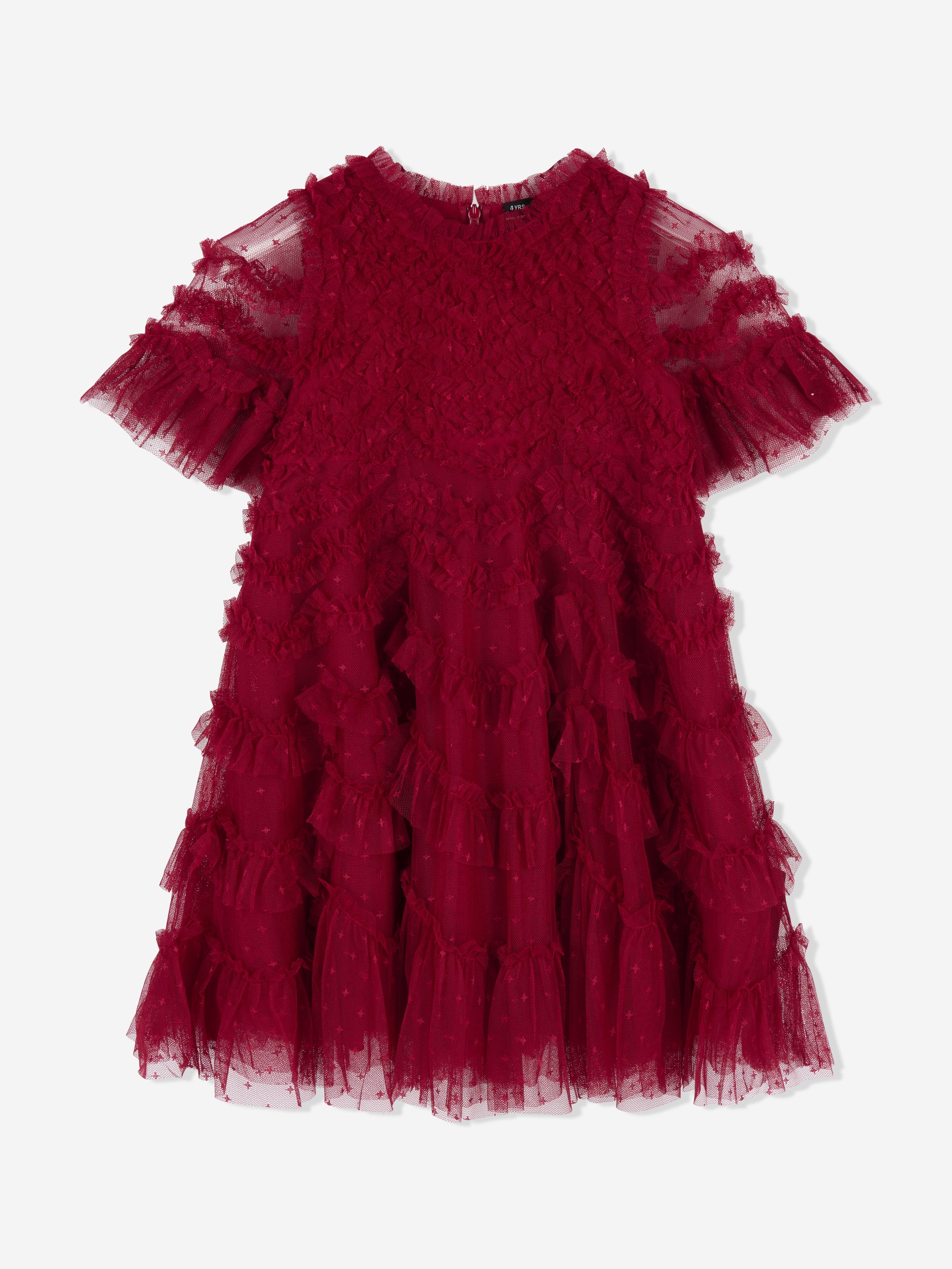Needle & Thread Girls Aviana Dress in Red 5 Yrs