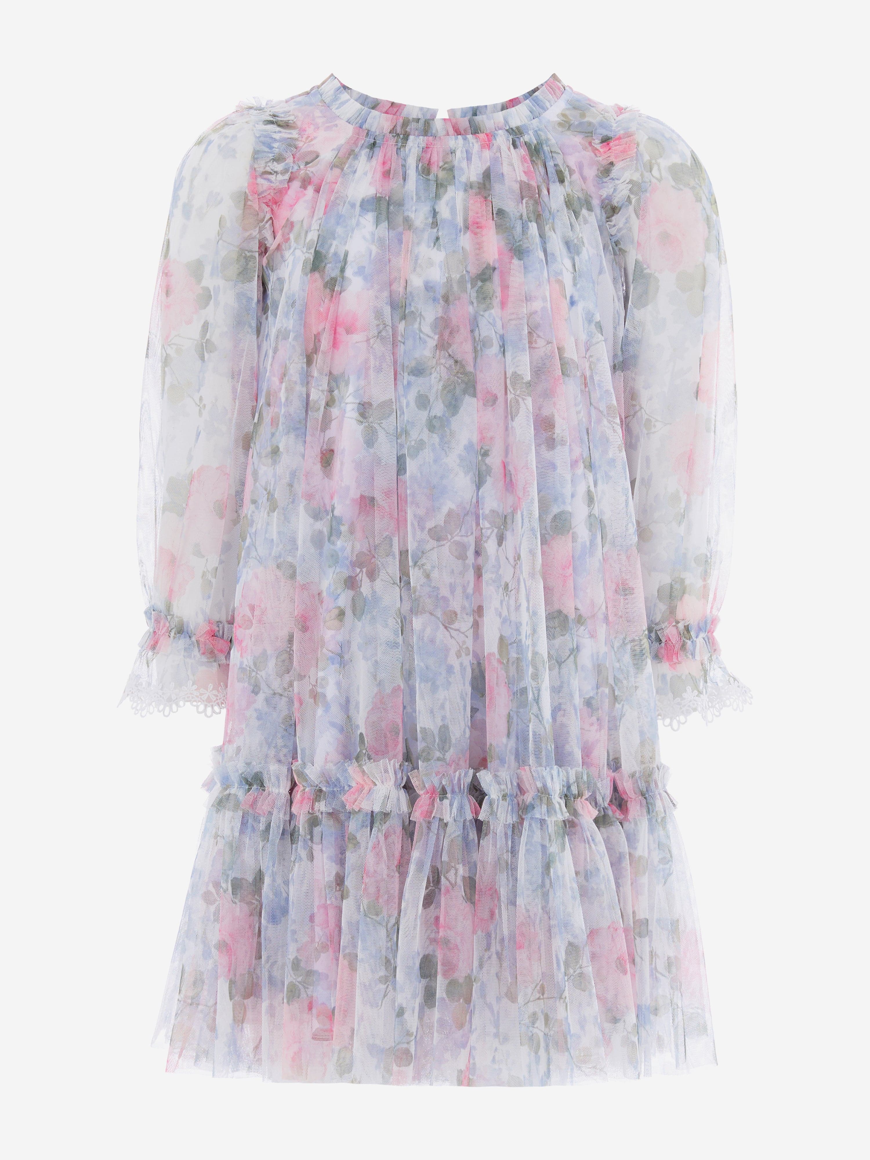 Needle & Thread Camille's Garden Long Sleeve Kids Dress Multi 8 Yrs