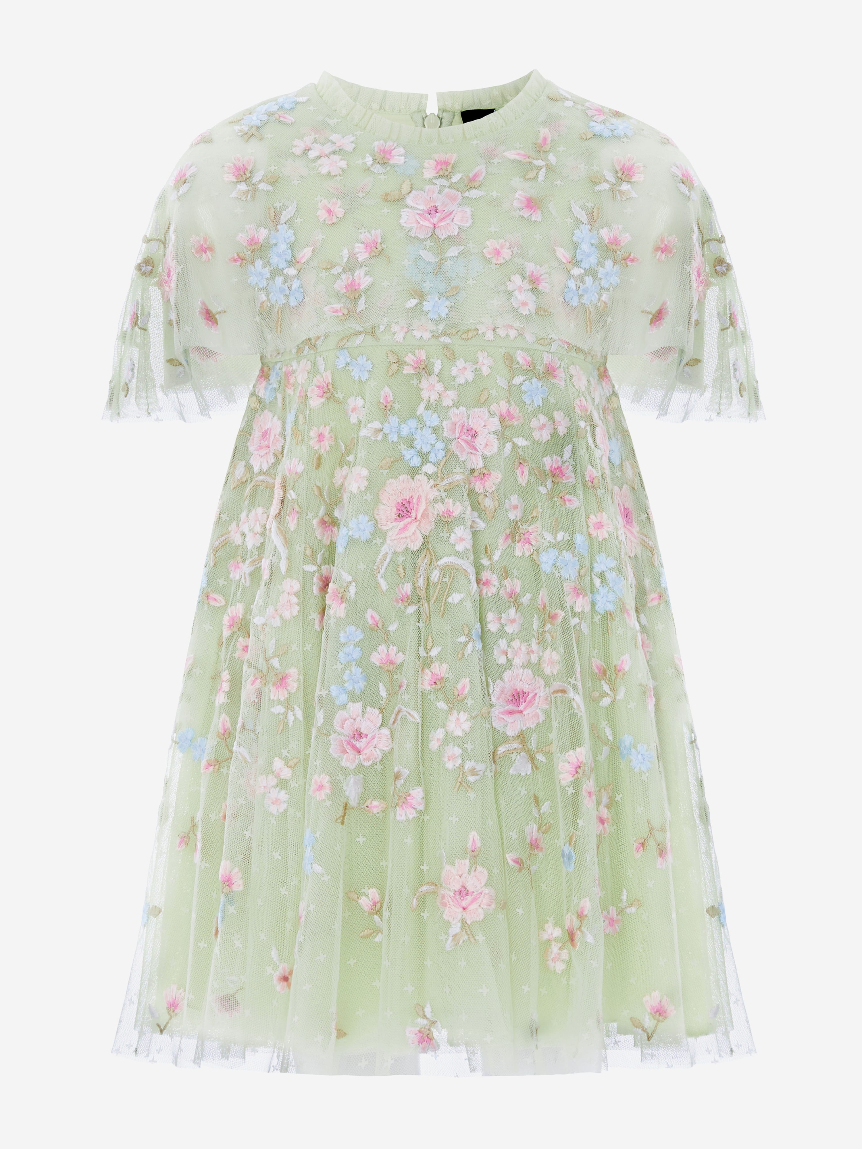 Needle & Thread Girls Peony Bouquet Cape Dress in Green 7 Yrs Needle & Thread Girls Peony Bouquet Cape Dress in Green 7 Yrs