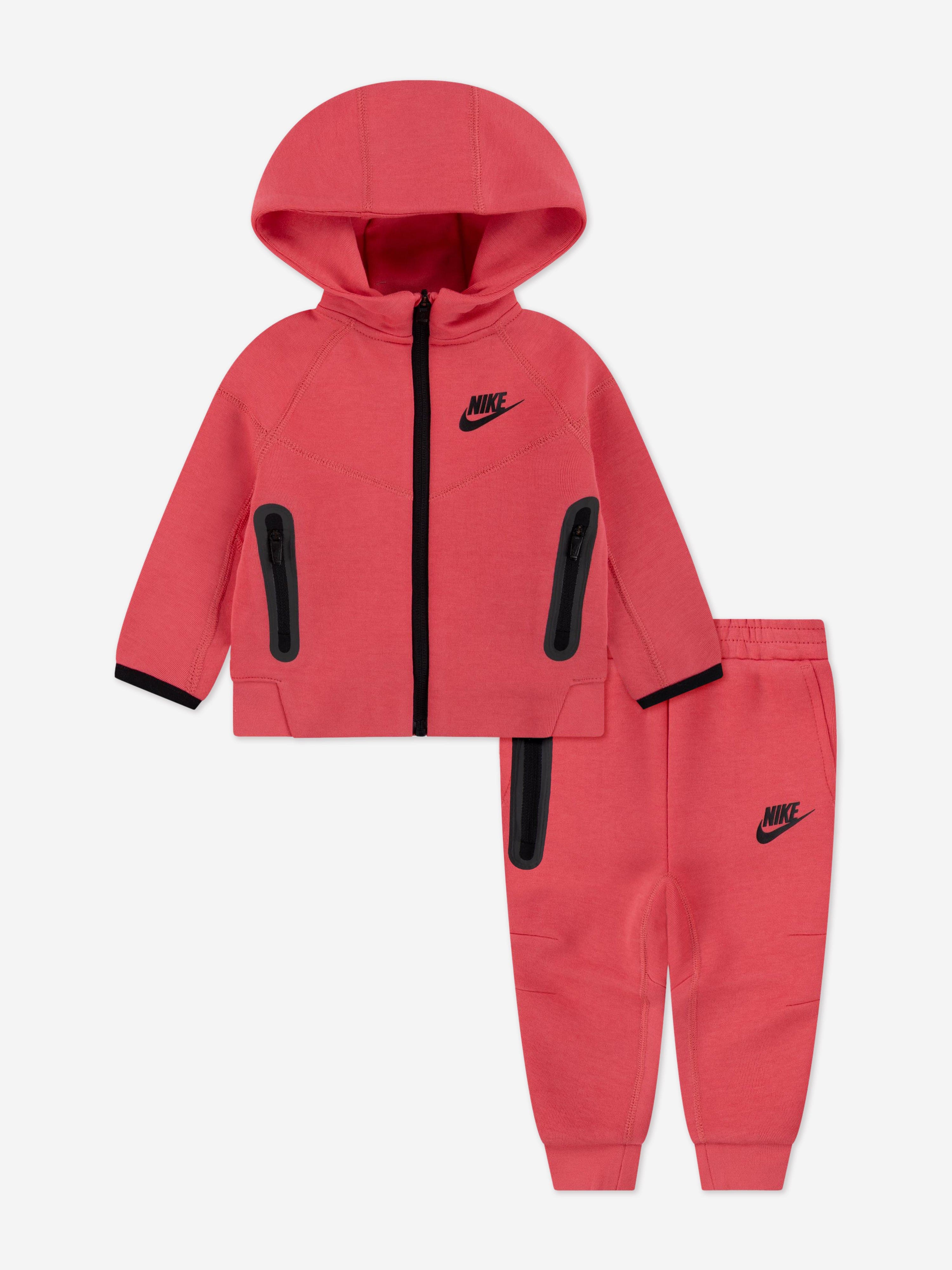 Nike Nike Girls Tech Fleece Hooded Full Zip Tracksuit in Pink