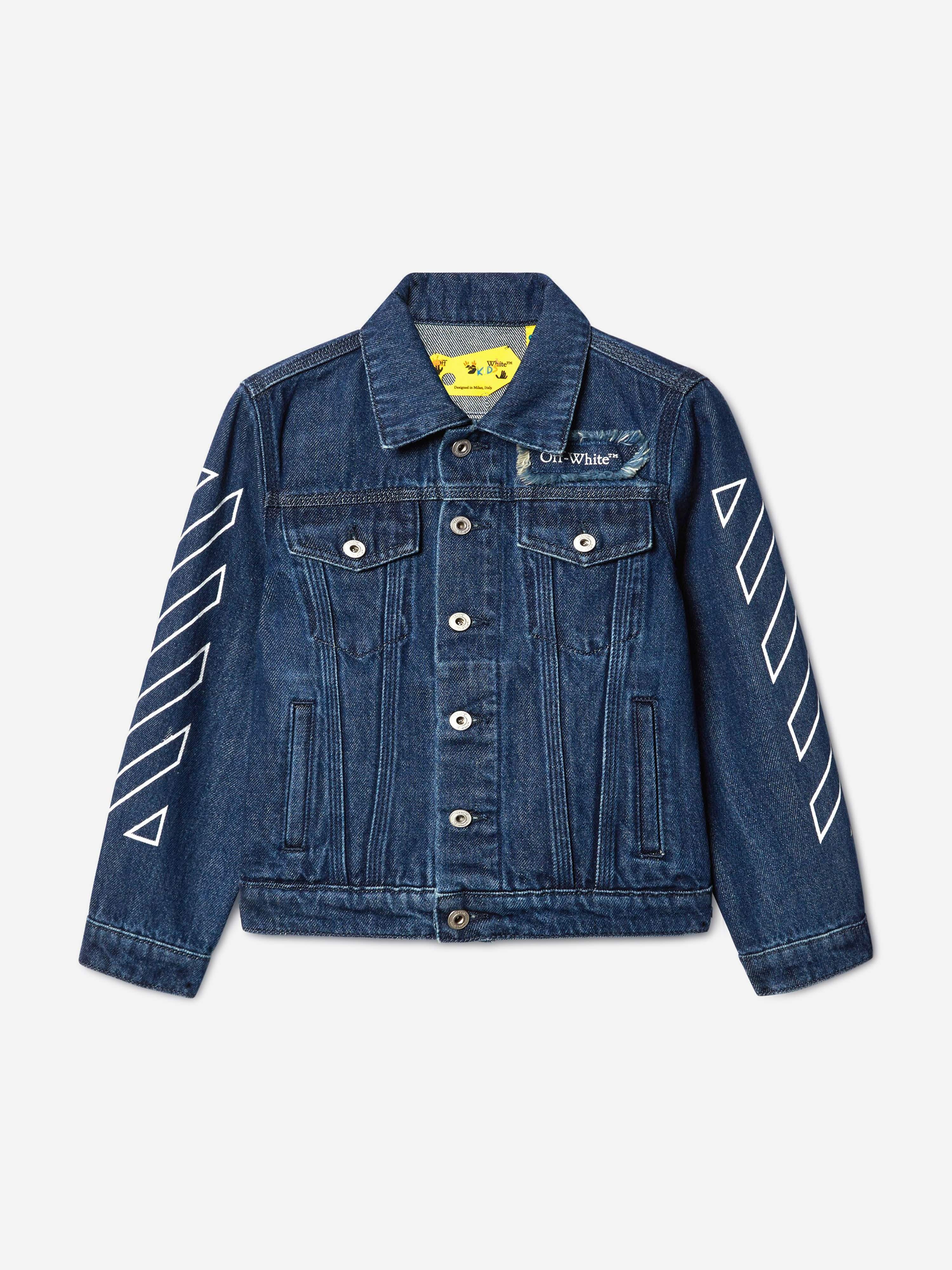 Off-White Off-White Boys Bookish Patch Denim Jacket in Blue