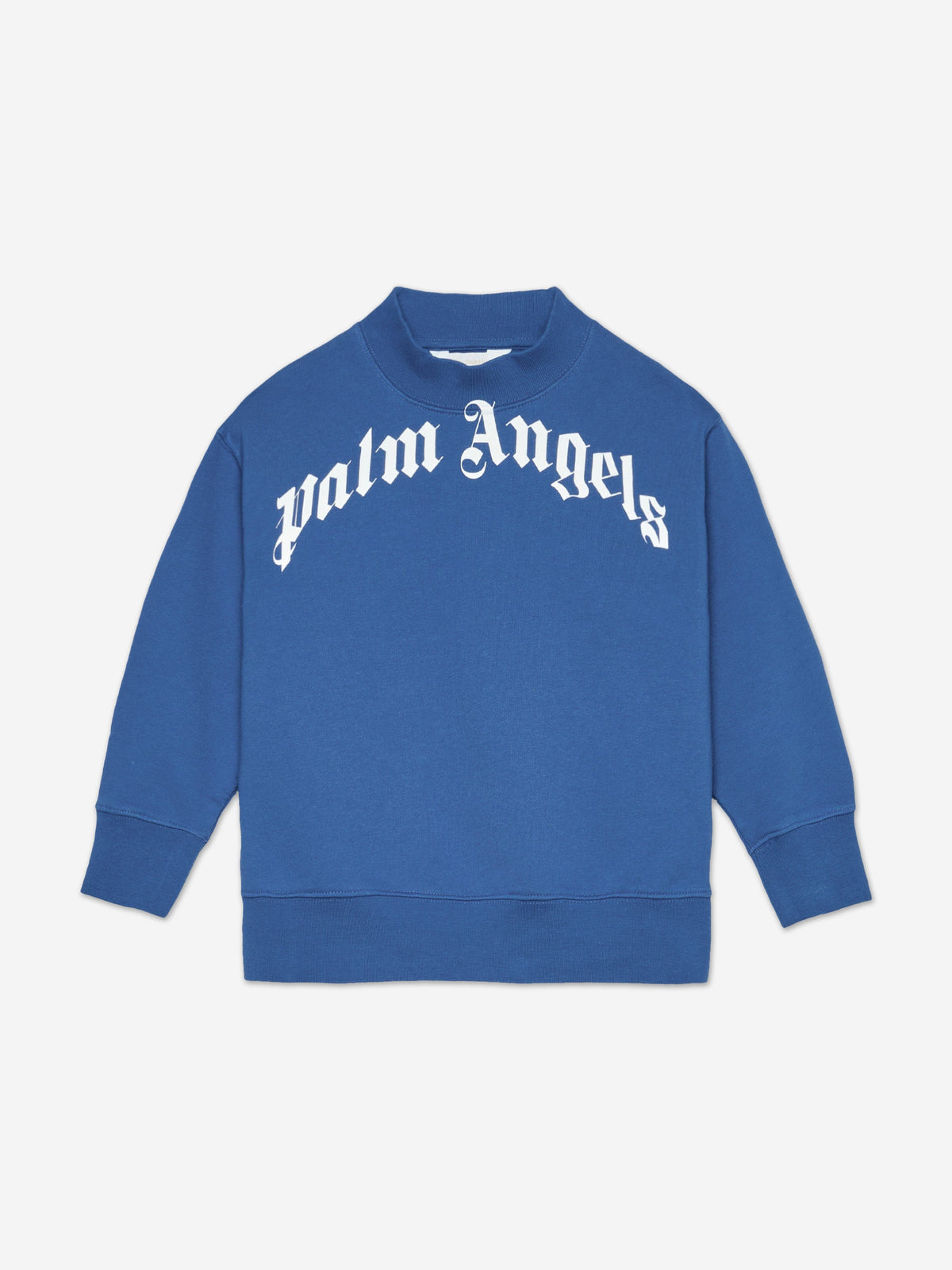 Palm Angels Boys Curved Logo Regular Sweatshirt in Blue 