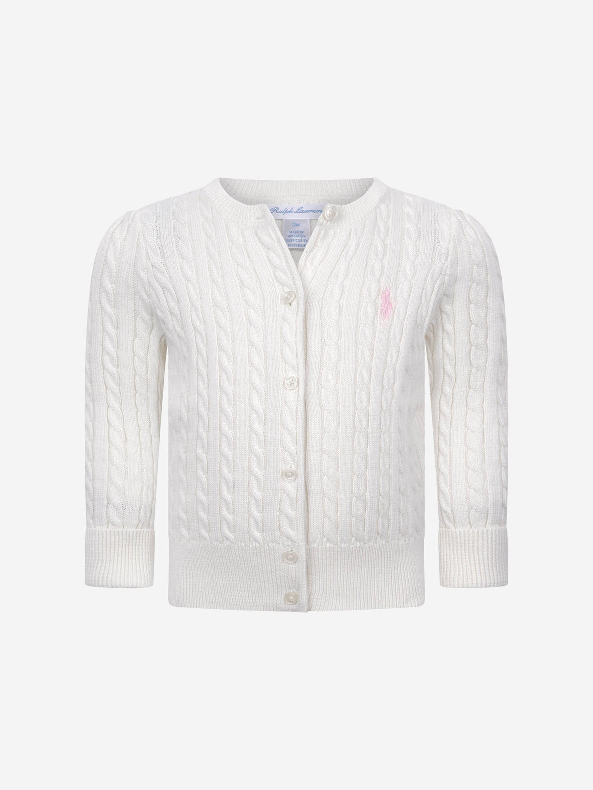 Ralph Lauren Baby Girls Mini Cable Knit Cardigan in Ivory 