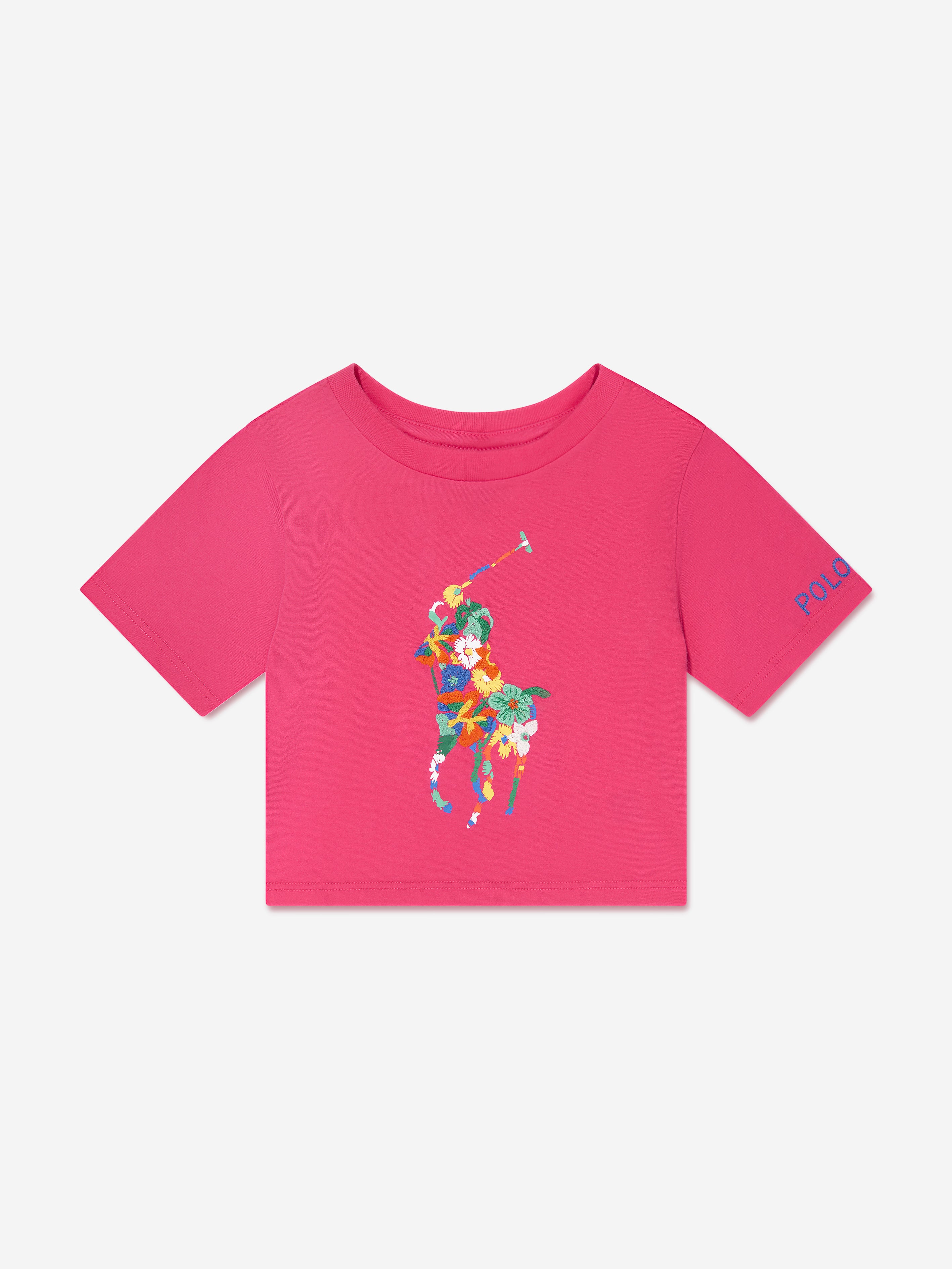 Ralph Lauren Kids Girls Logo Boxy T-Shirt in Pink | Childsplay Clothing