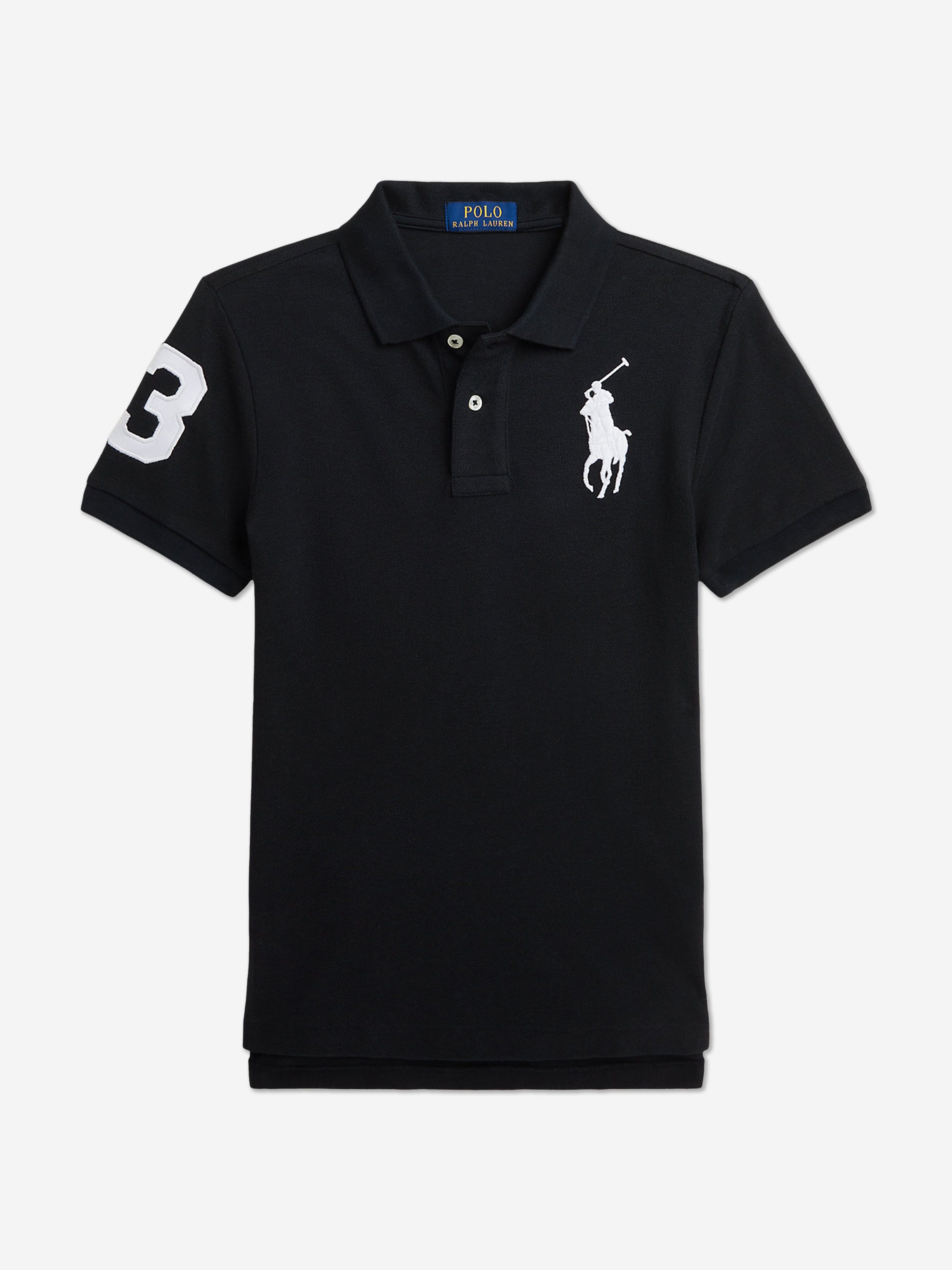 Ralph Lauren Boys Slim Fit Polo Shirt in Black | Childsplay Clothing