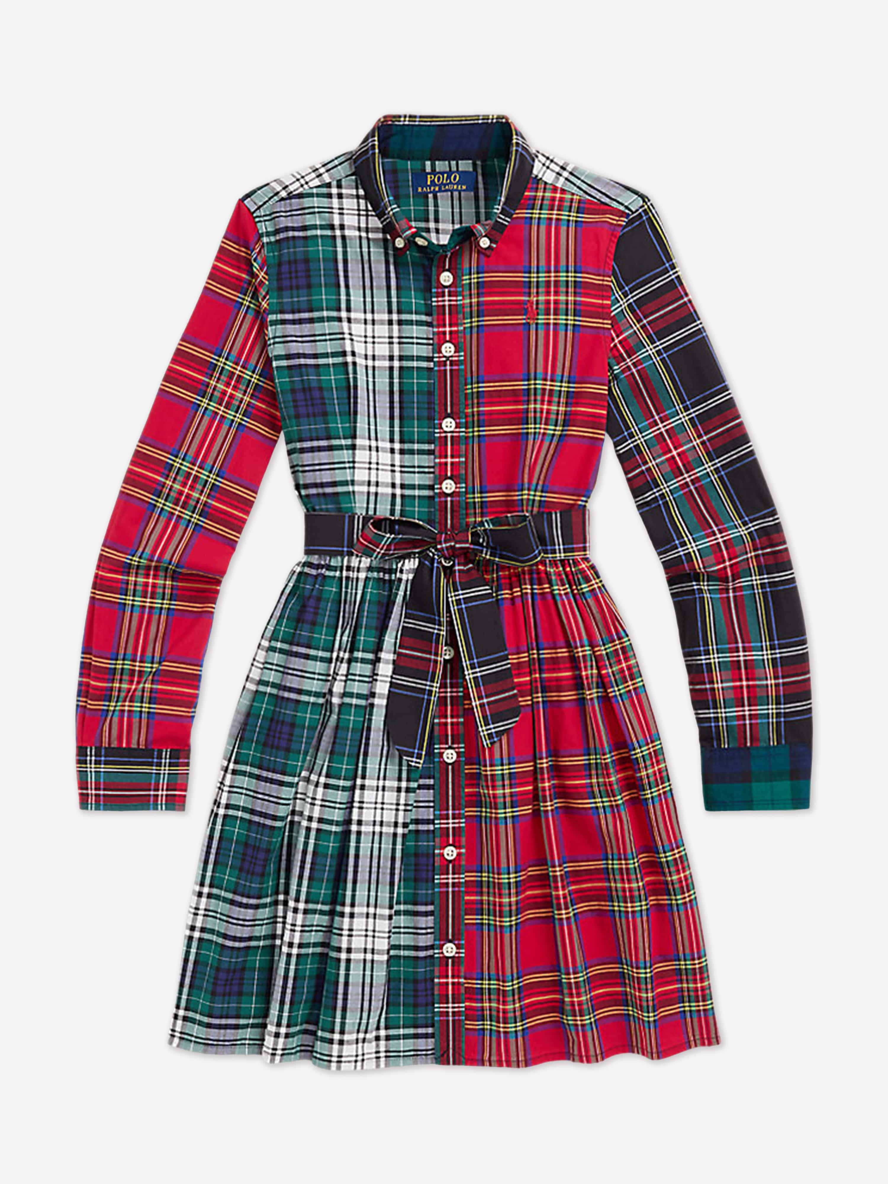 Ralph Lauren Girls Plaid Shirt Dress in Multicolour Ralph Lauren Girls Plaid Shirt Dress in Multicolour