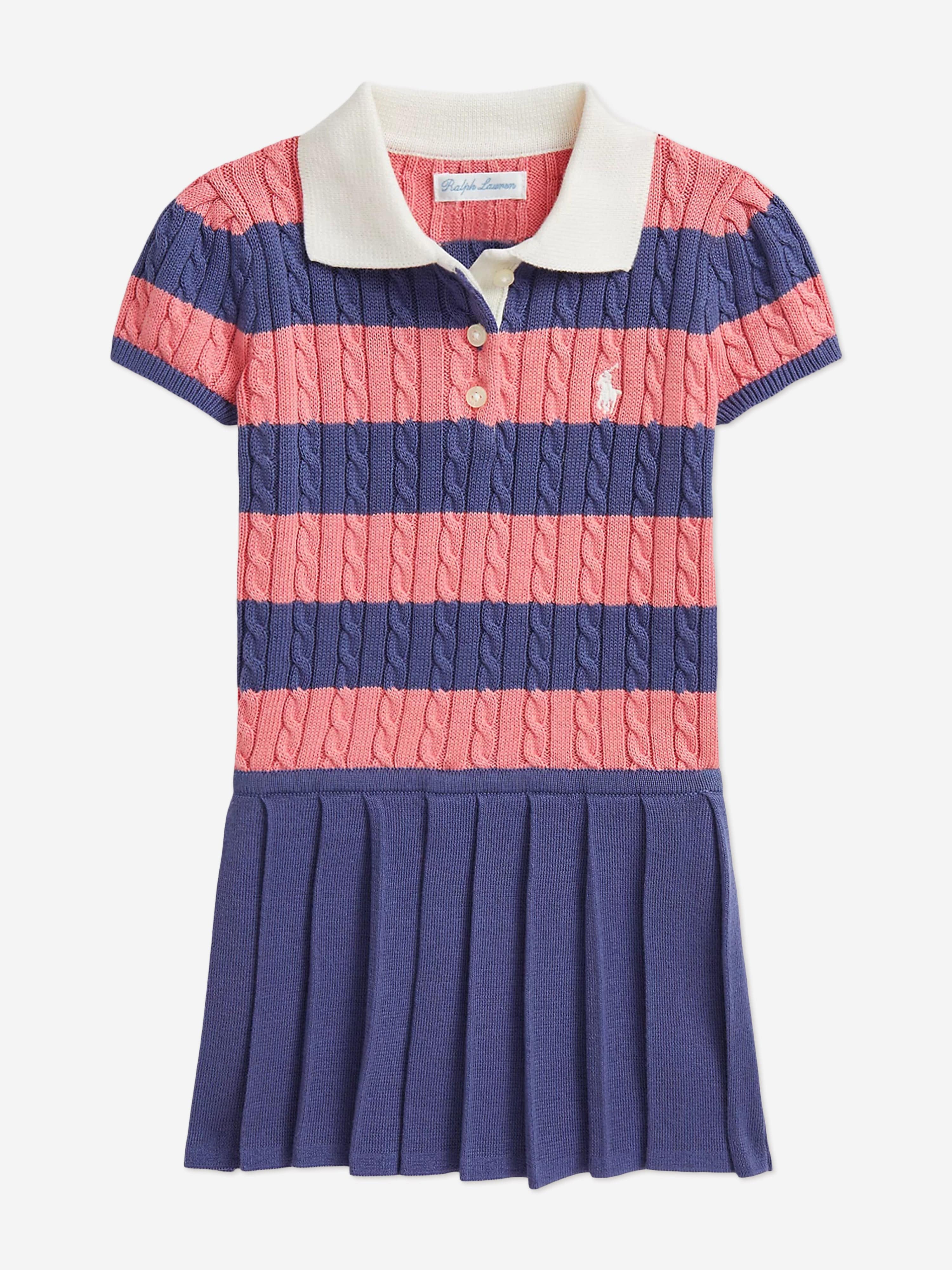 Ralph Lauren Baby Girls Striped Cotton Knit Dress in Blue 9 - 12 Mths Ralph Lauren Baby Girls Striped Cotton Knit Dress in Blue 9 - 12 Mths