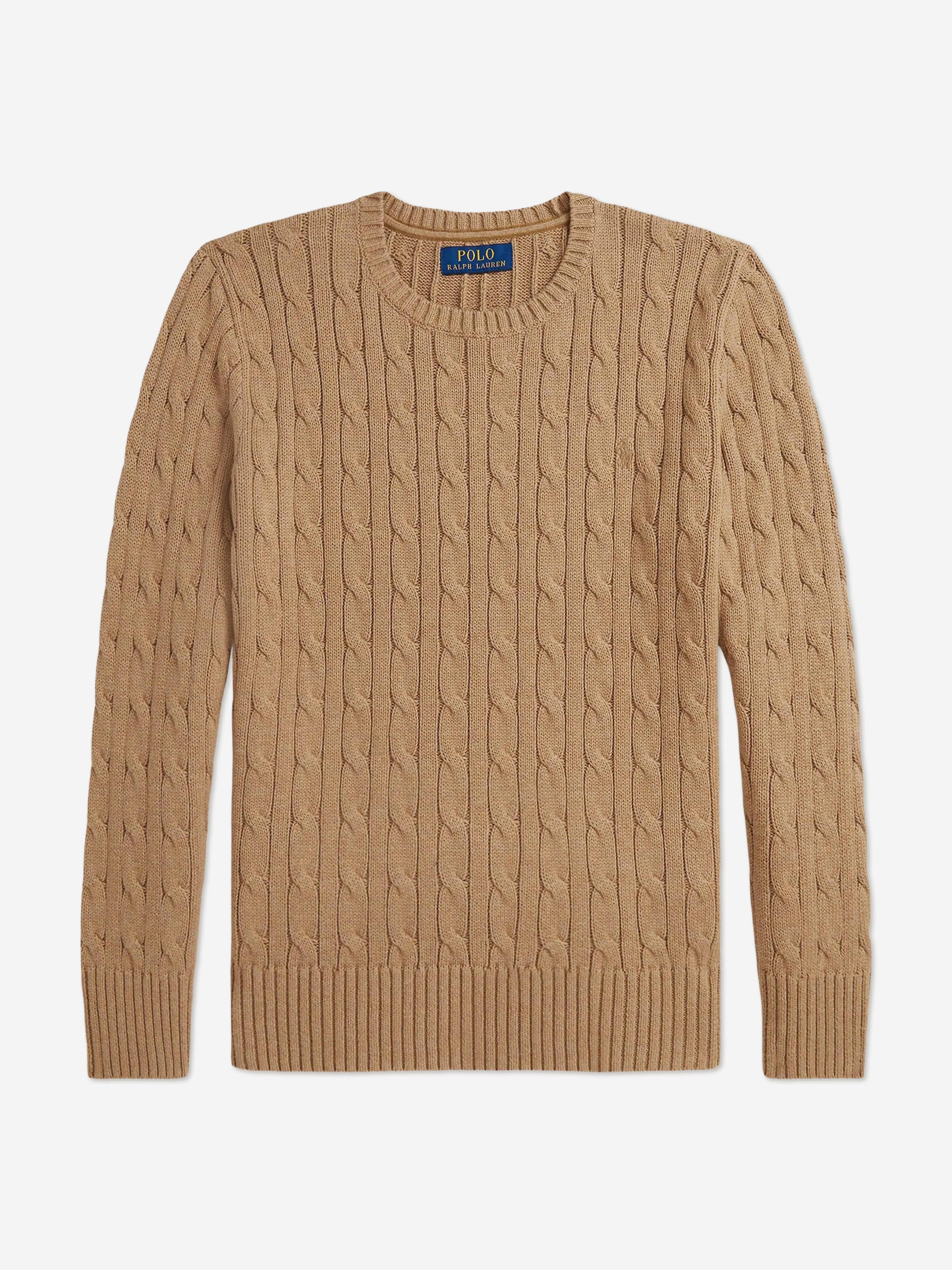 Ralph Lauren Boys Cable Knit Jumper in Brown | Childsplay Clothing