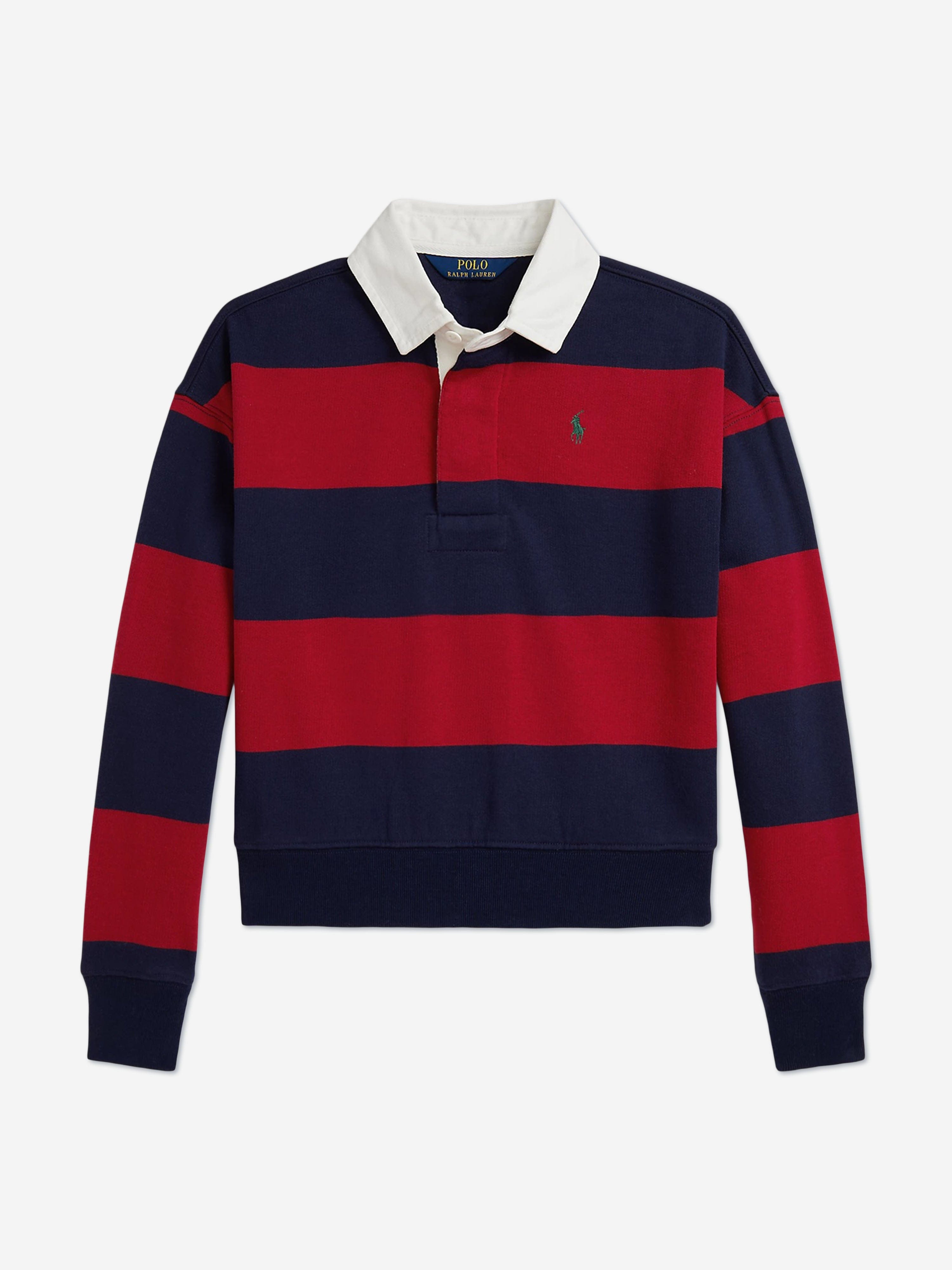 Ralph Lauren Girls Striped Rugby Shirt in Red | Childsplay Clothing