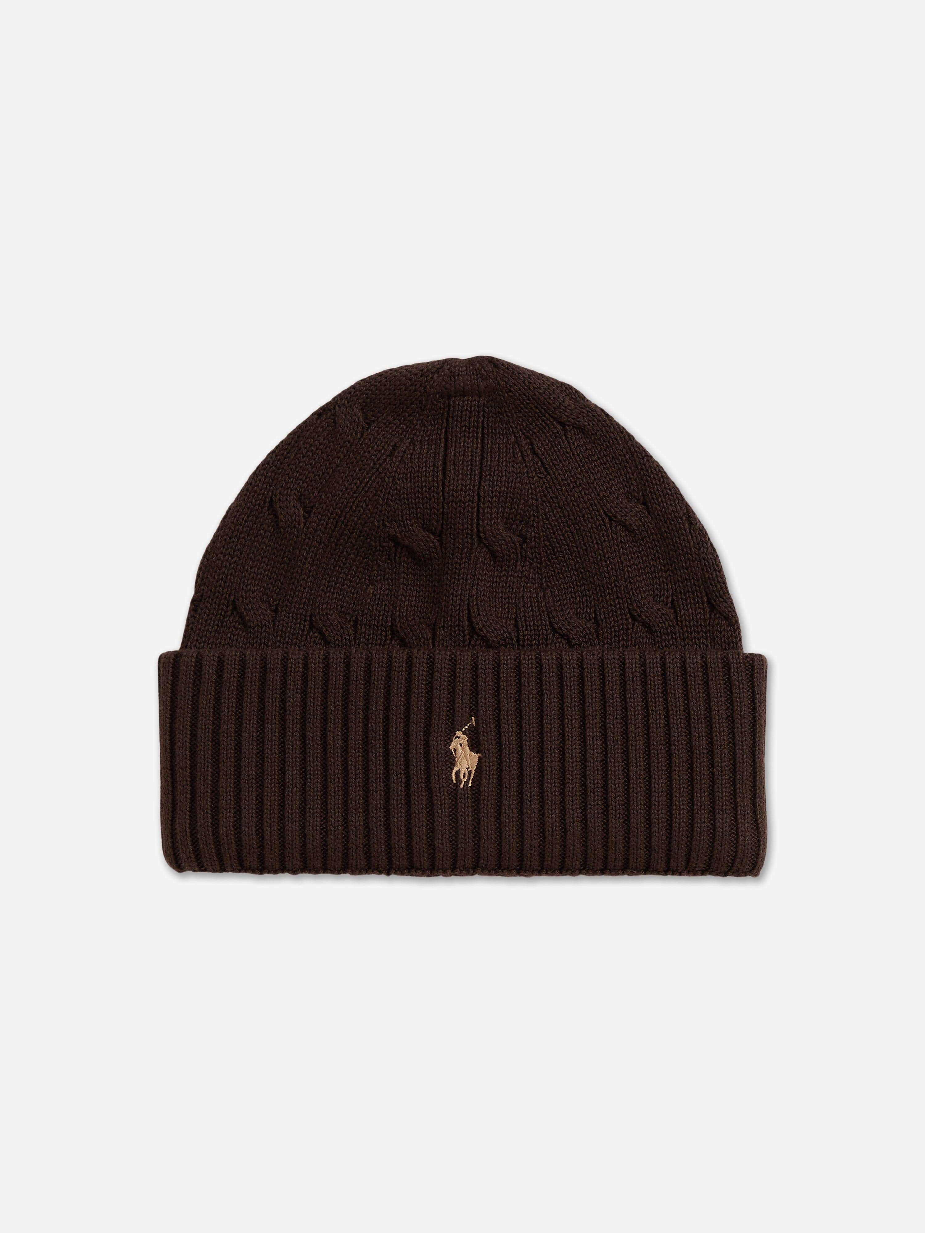 Ralph Lauren Kids Boys Cable Knit Beanie Hat in Brown Childsplay