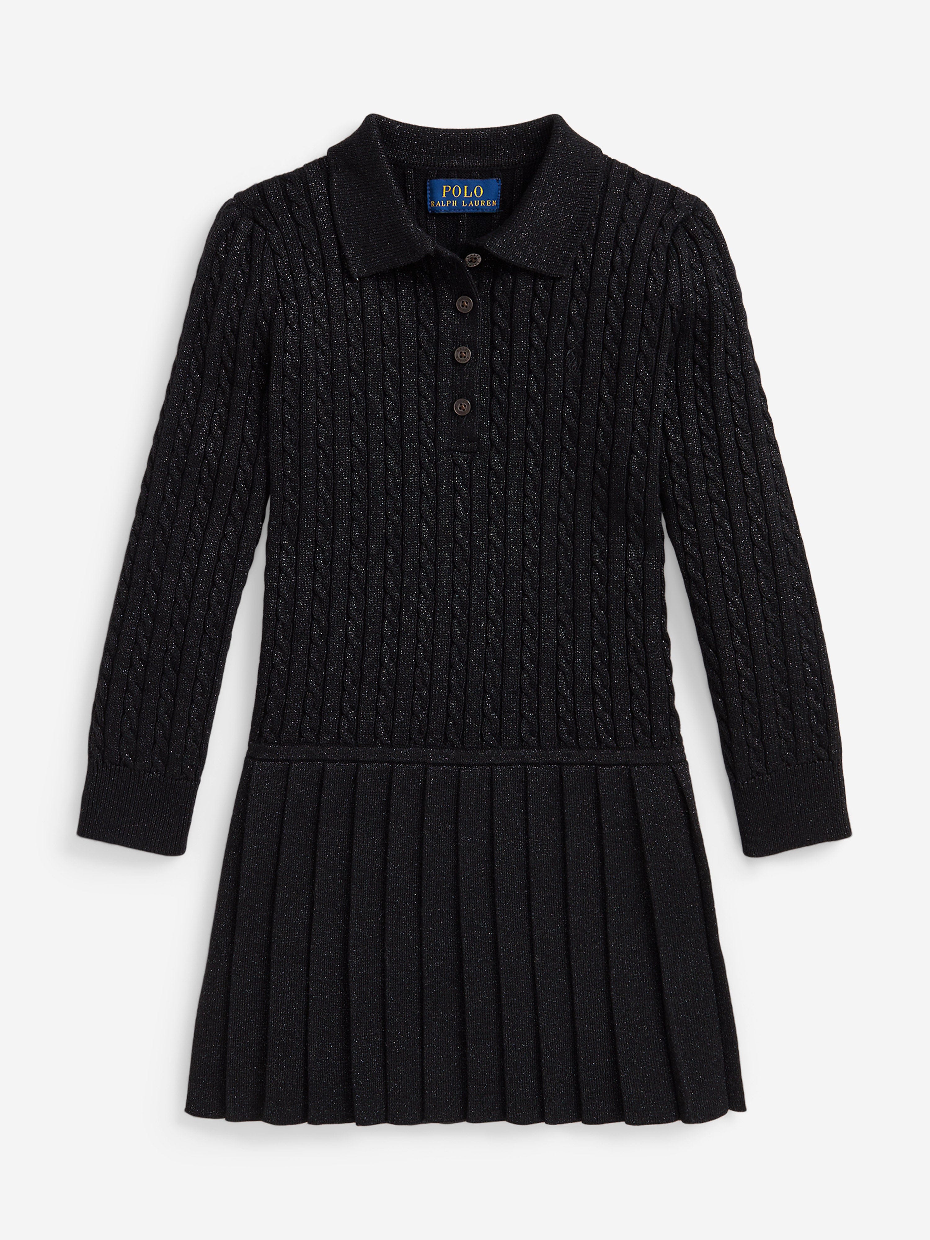 Ralph Lauren Girls Cotton Knit Dress in Black Ralph Lauren Girls Cotton Knit Dress in Black
