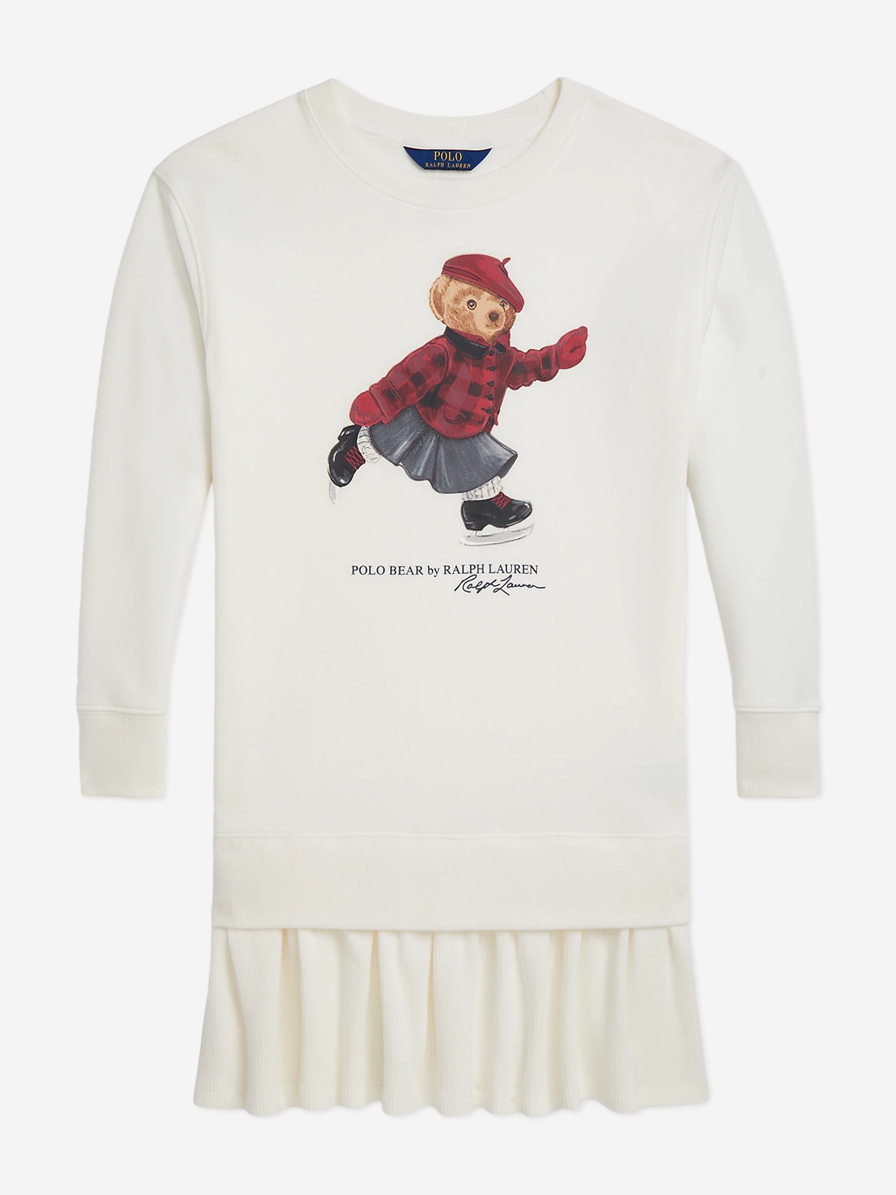 Ralph Lauren Girls Polo Bear Sweater Dress in Ivory | Childsplay Clothing