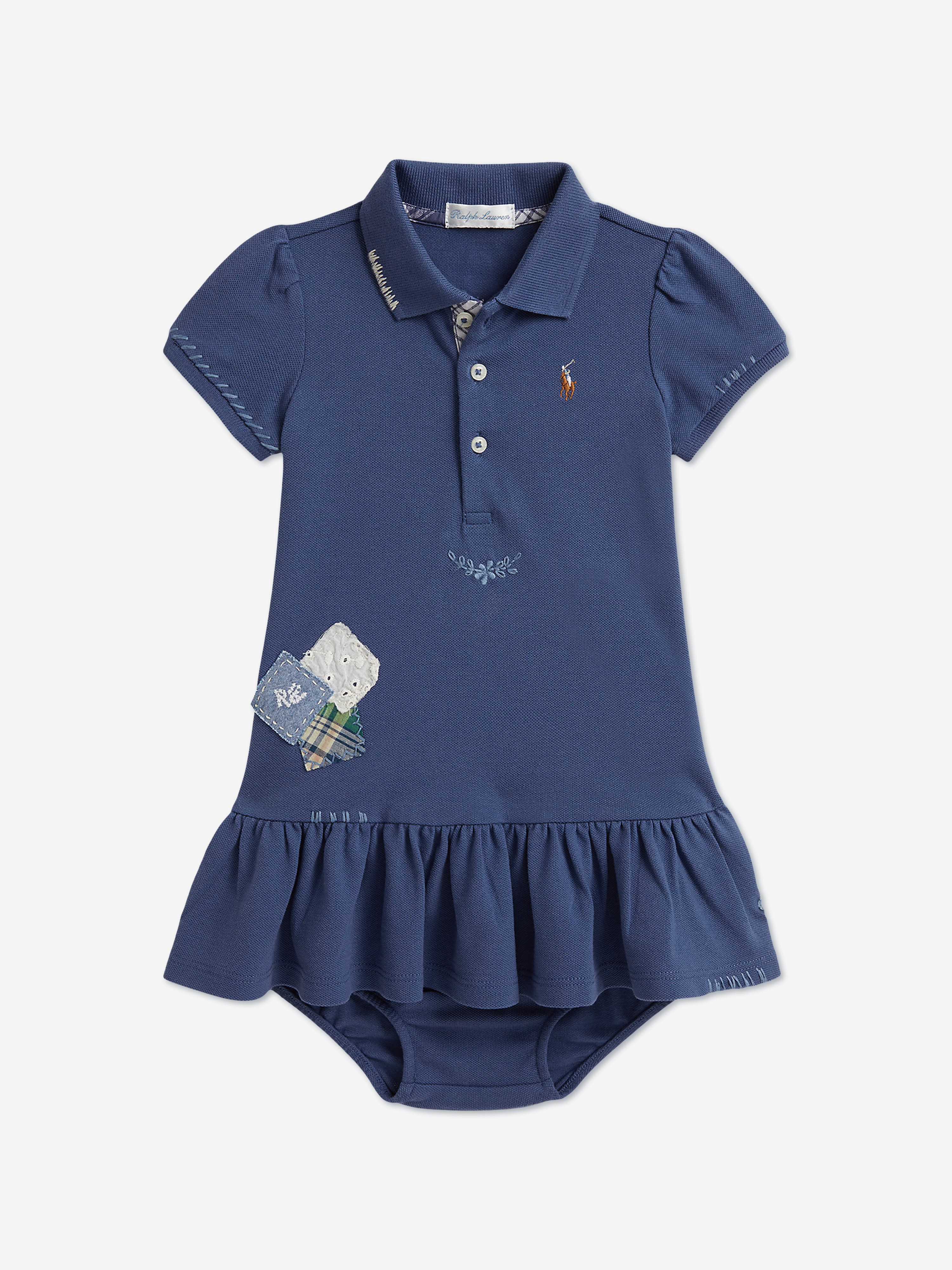 Ralph Lauren Baby Girls Polo Dress in Blue 12 months Multicoloured
