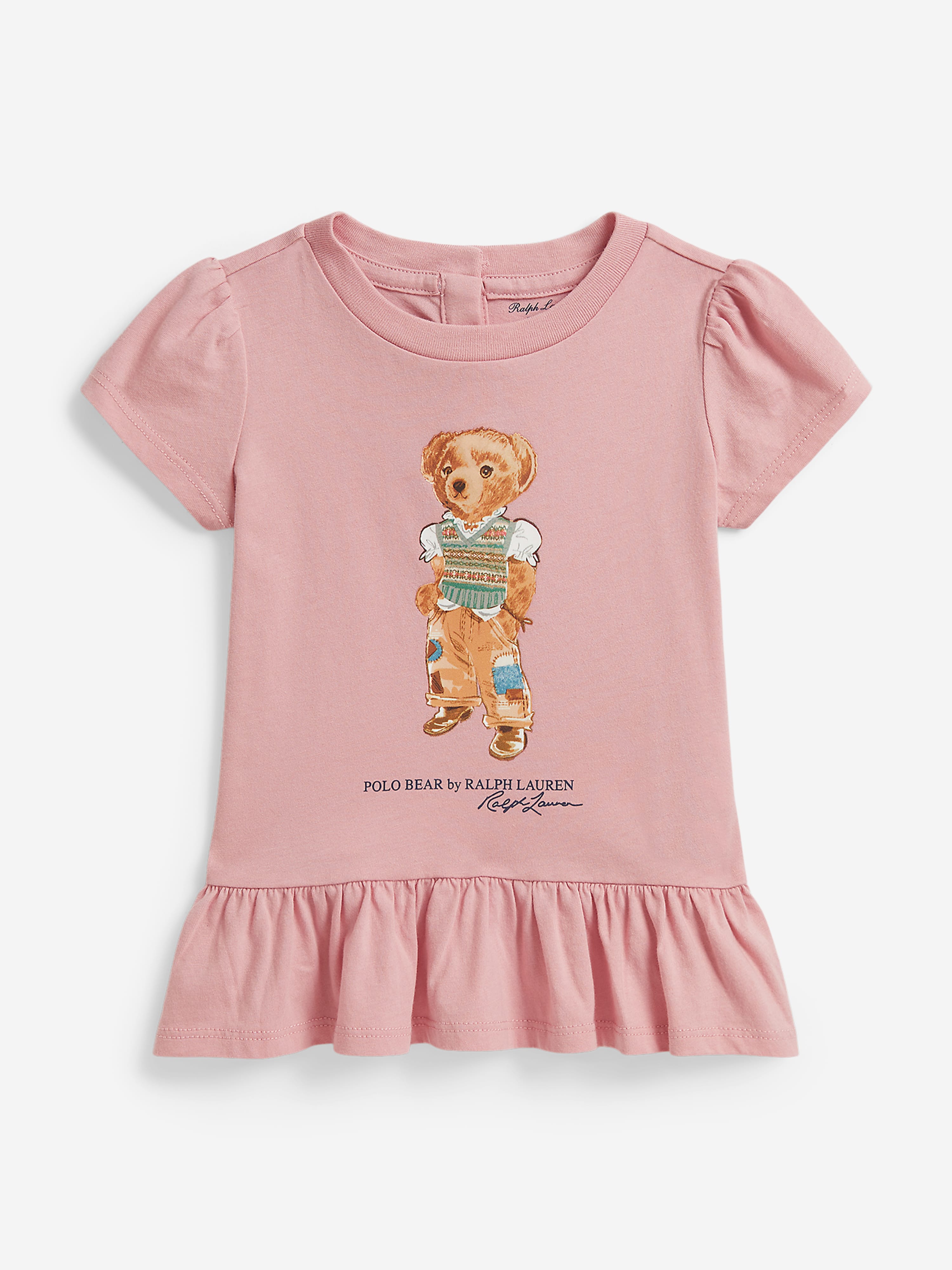 Ralph Lauren Baby Girls Polo Bear Jersey Dress in Pink 12 Months