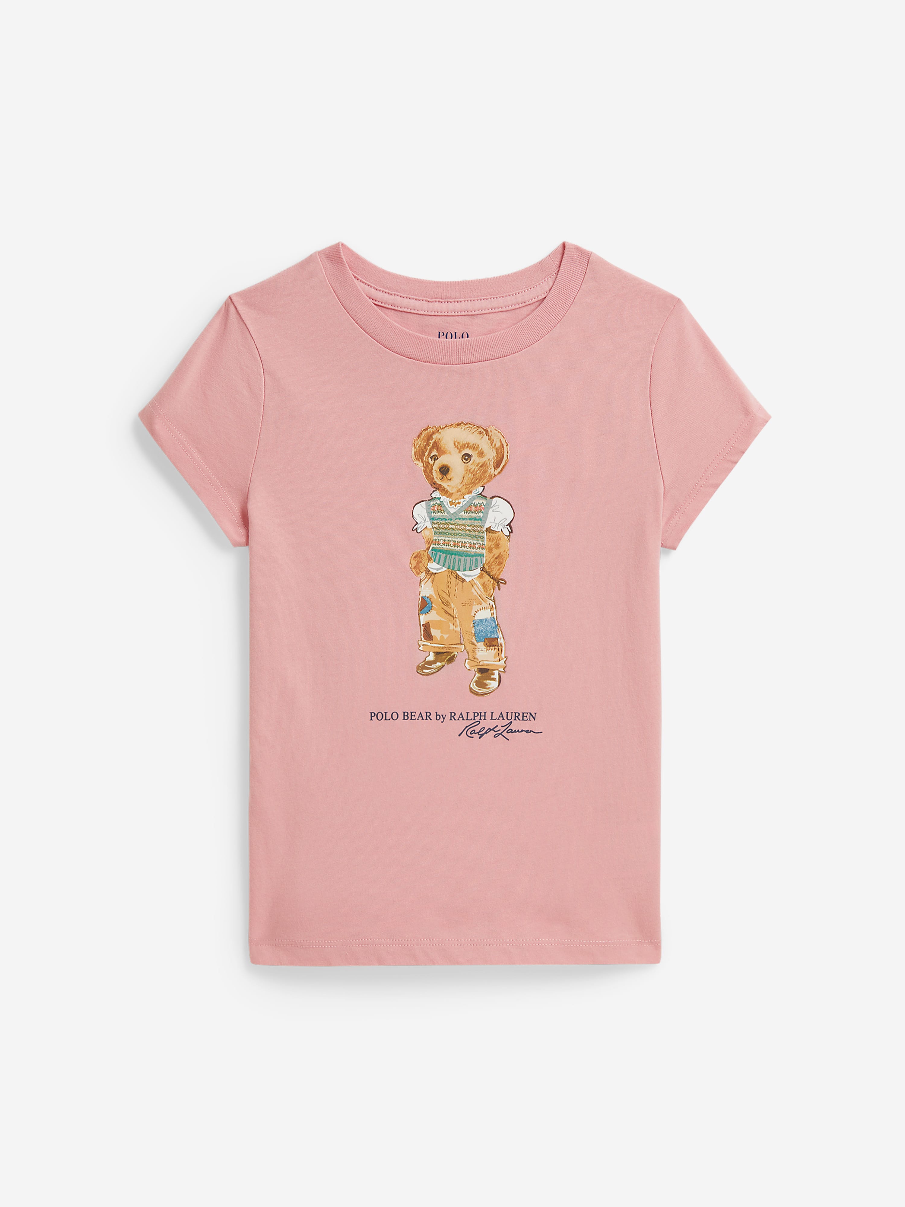 Ralph Lauren Girls Polo Bear T-Shirt in Pink | Childsplay Clothing