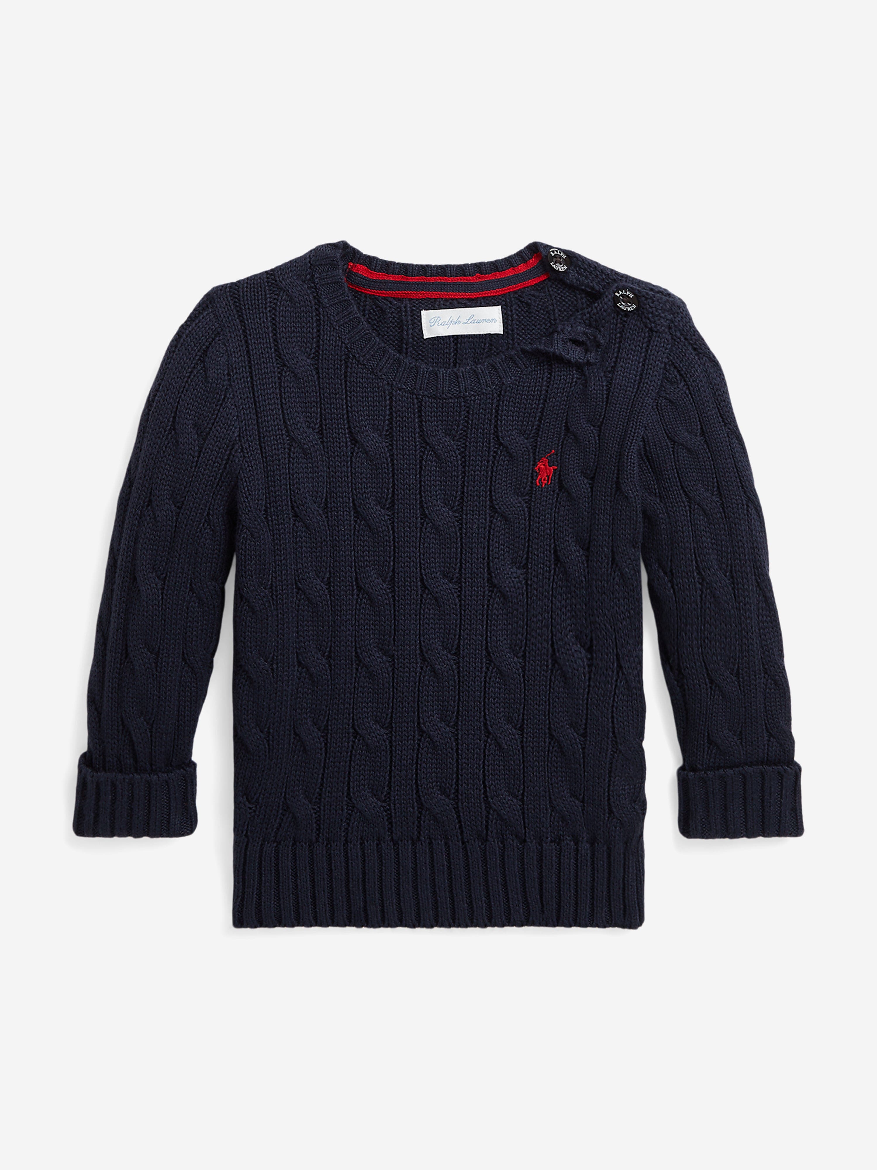 Ralph Lauren Baby Boys Cable Knit Jumper in Navy | Childsplay Clothing