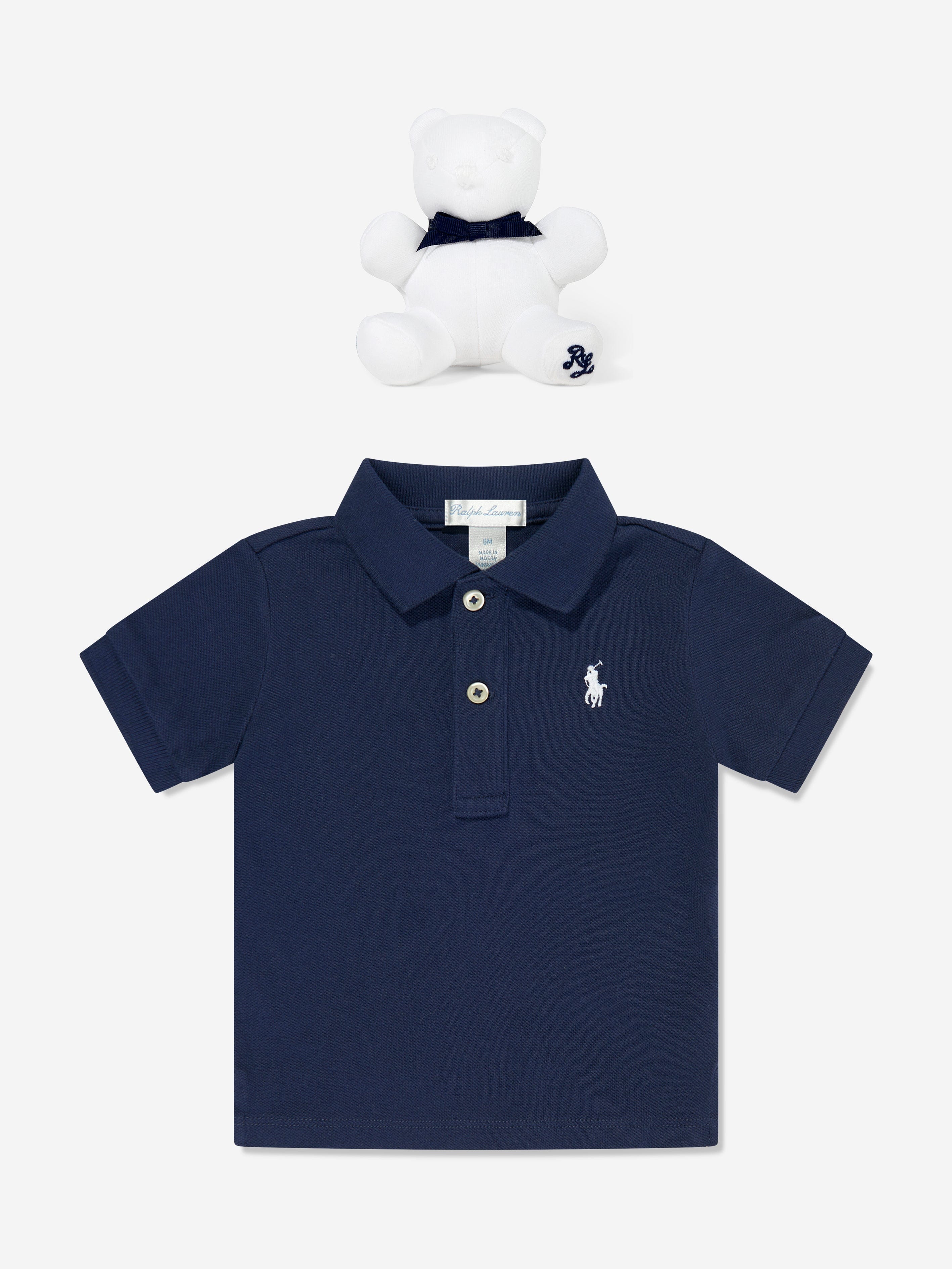 Ralph Lauren Baby Boys Polo Shirt and Bear Gift Set in Navy