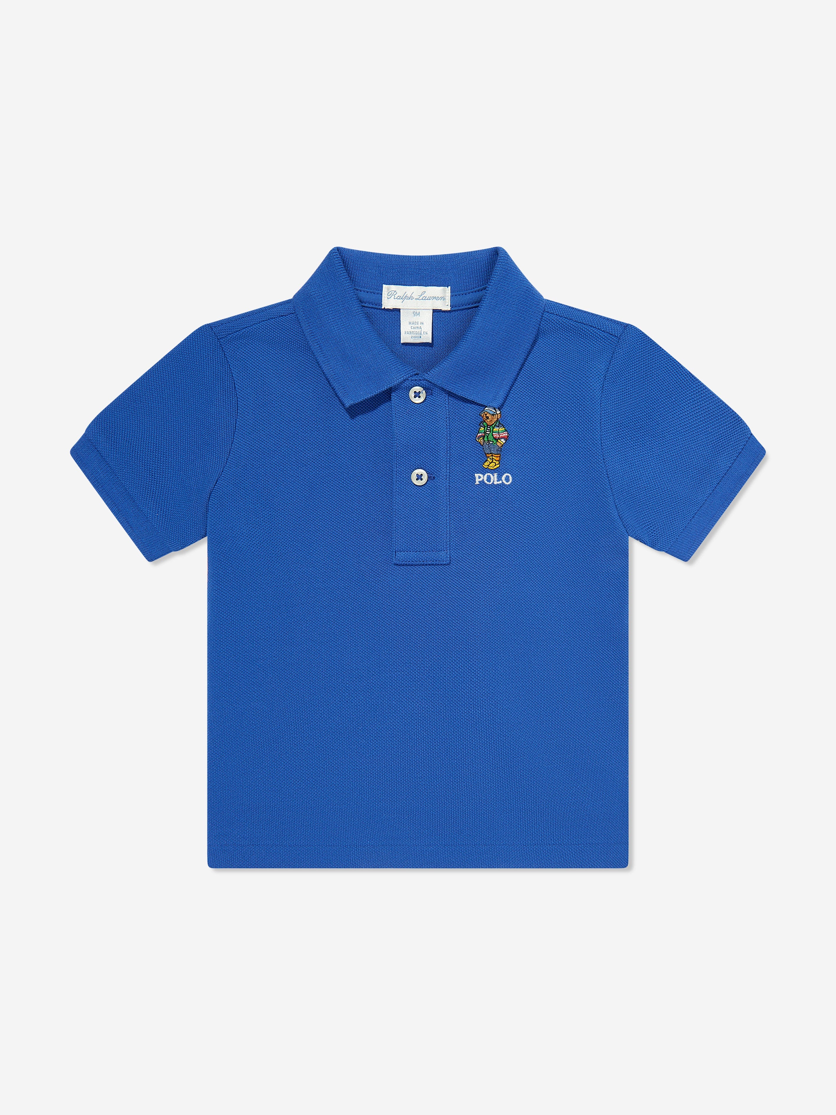 Ralph Lauren Baby Boys Bear Polo Shirt in Blue | Childsplay Clothing