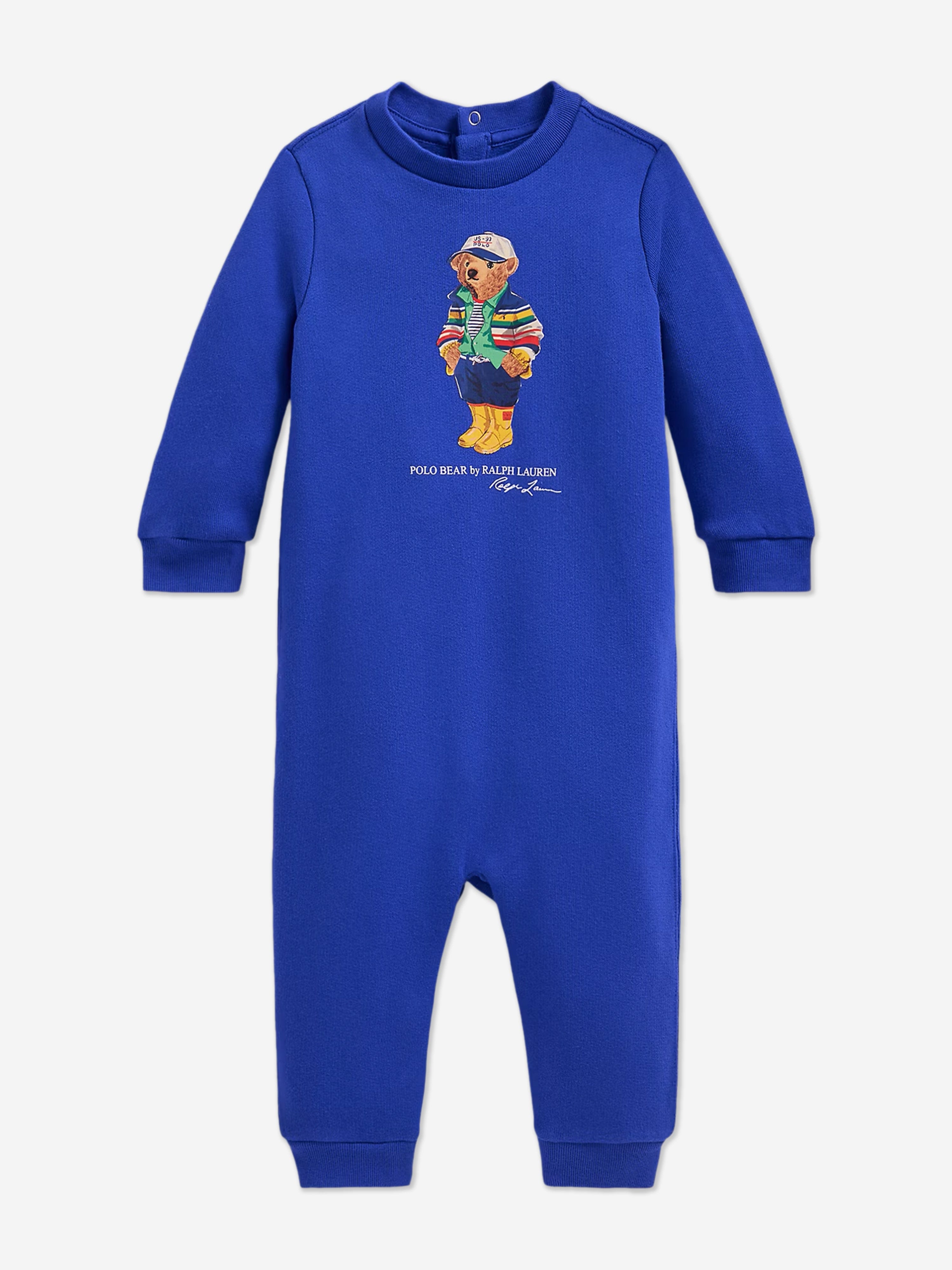 Ralph Lauren Kids Baby Boys Polo Bear Fleece Coverall in Blue