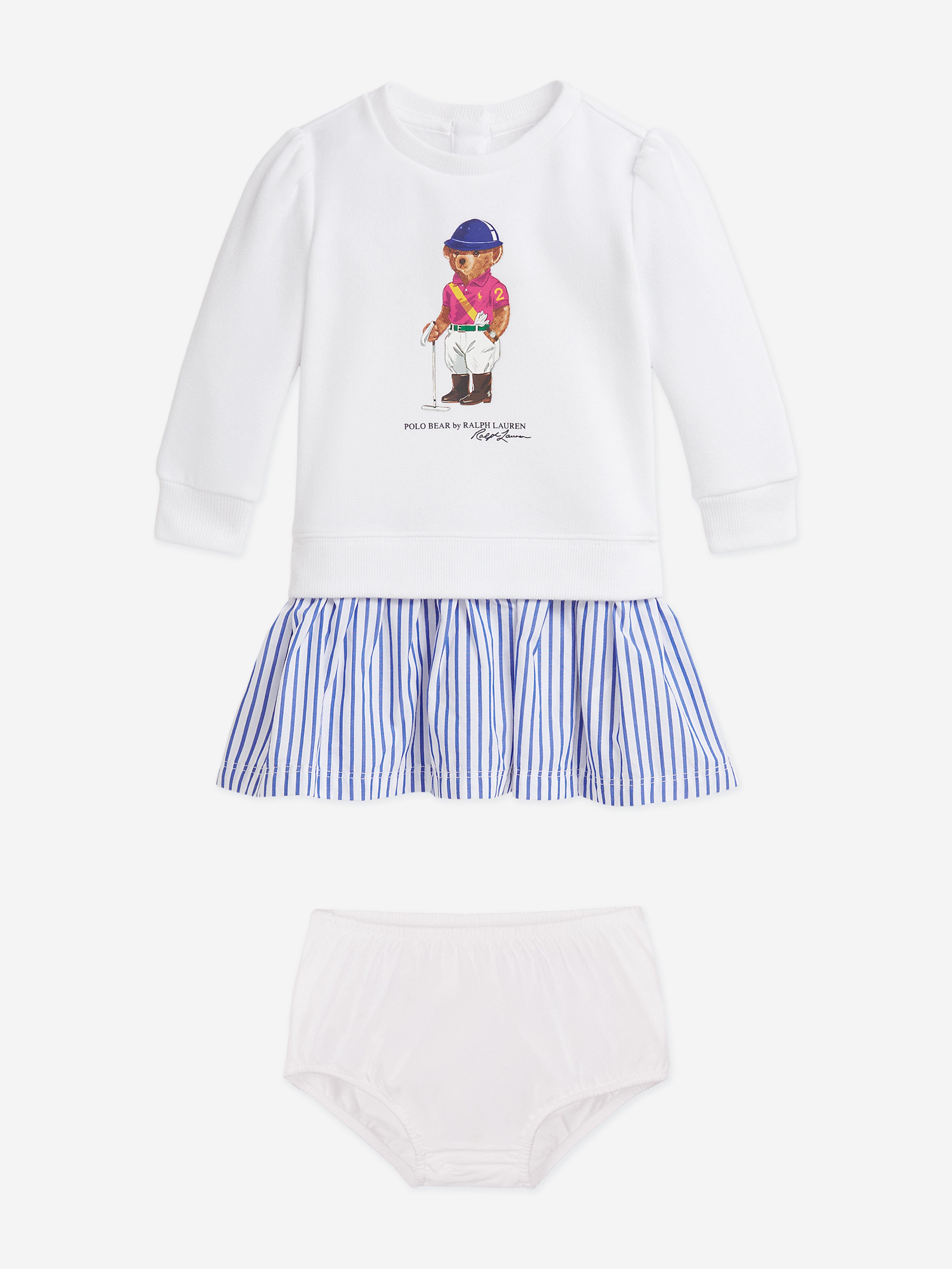 Ralph Lauren-Baby Girls White Polo Bear Dress Set