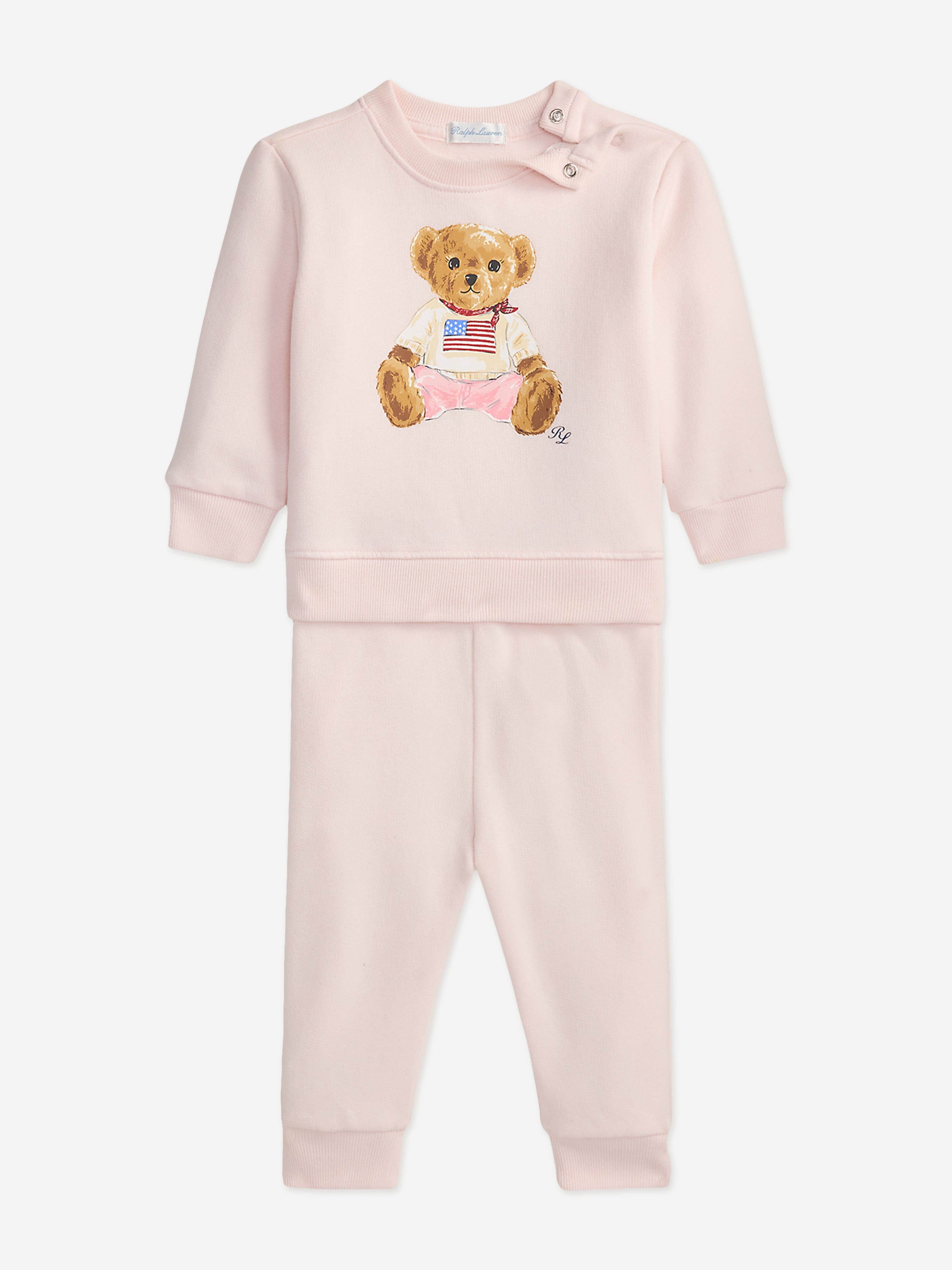 Ralph Lauren Baby Girls Polo Bear Tracksuit in Pink | Childsplay Ralph Lauren Baby Girls Polo Bear Tracksuit in Pink | Childsplay