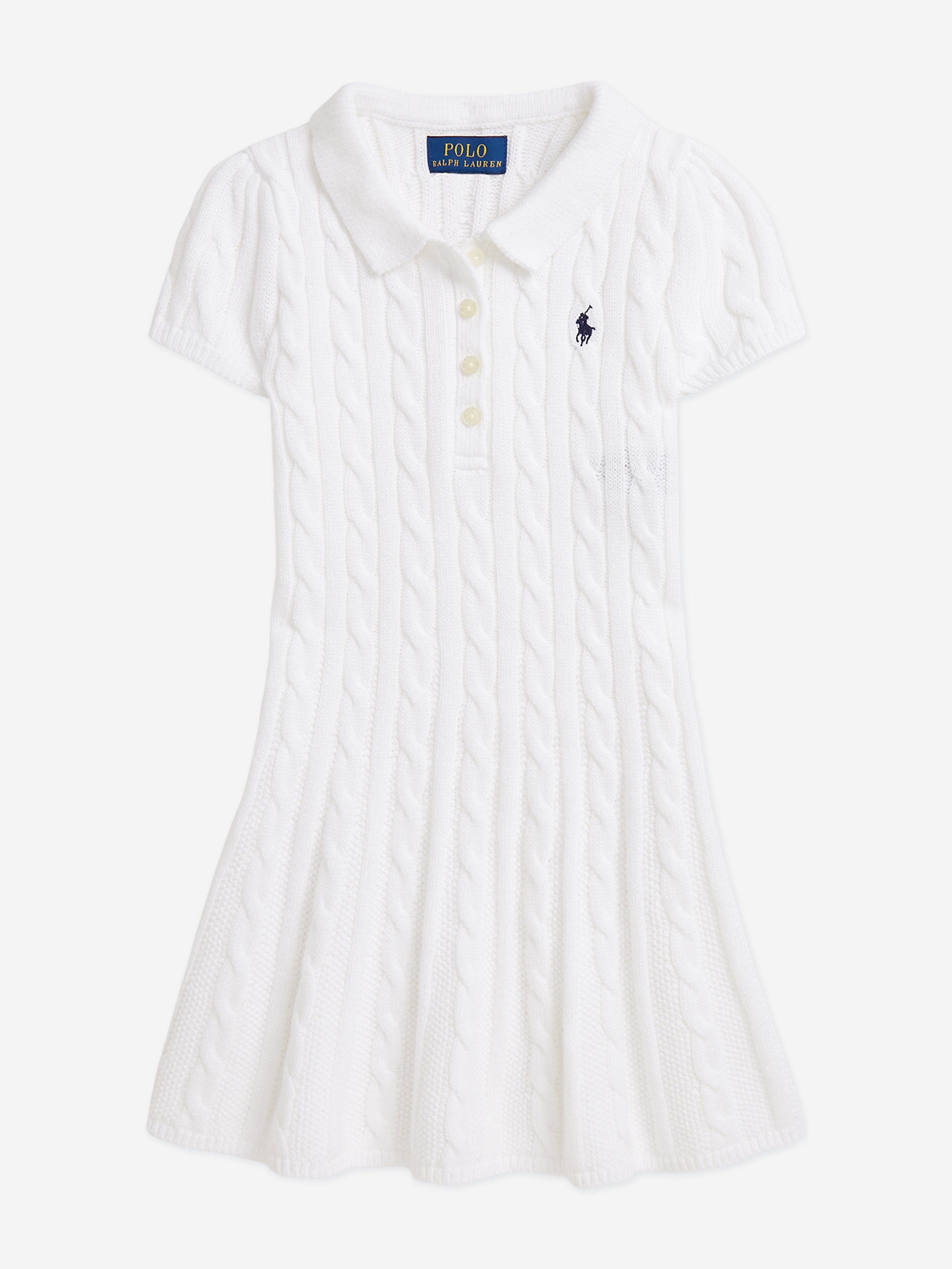 Ralph Lauren Girls Cotton Cable Knit Dress in White 7 YRS (S) Ralph Lauren Girls Cotton Cable Knit Dress in White 7 YRS (S)