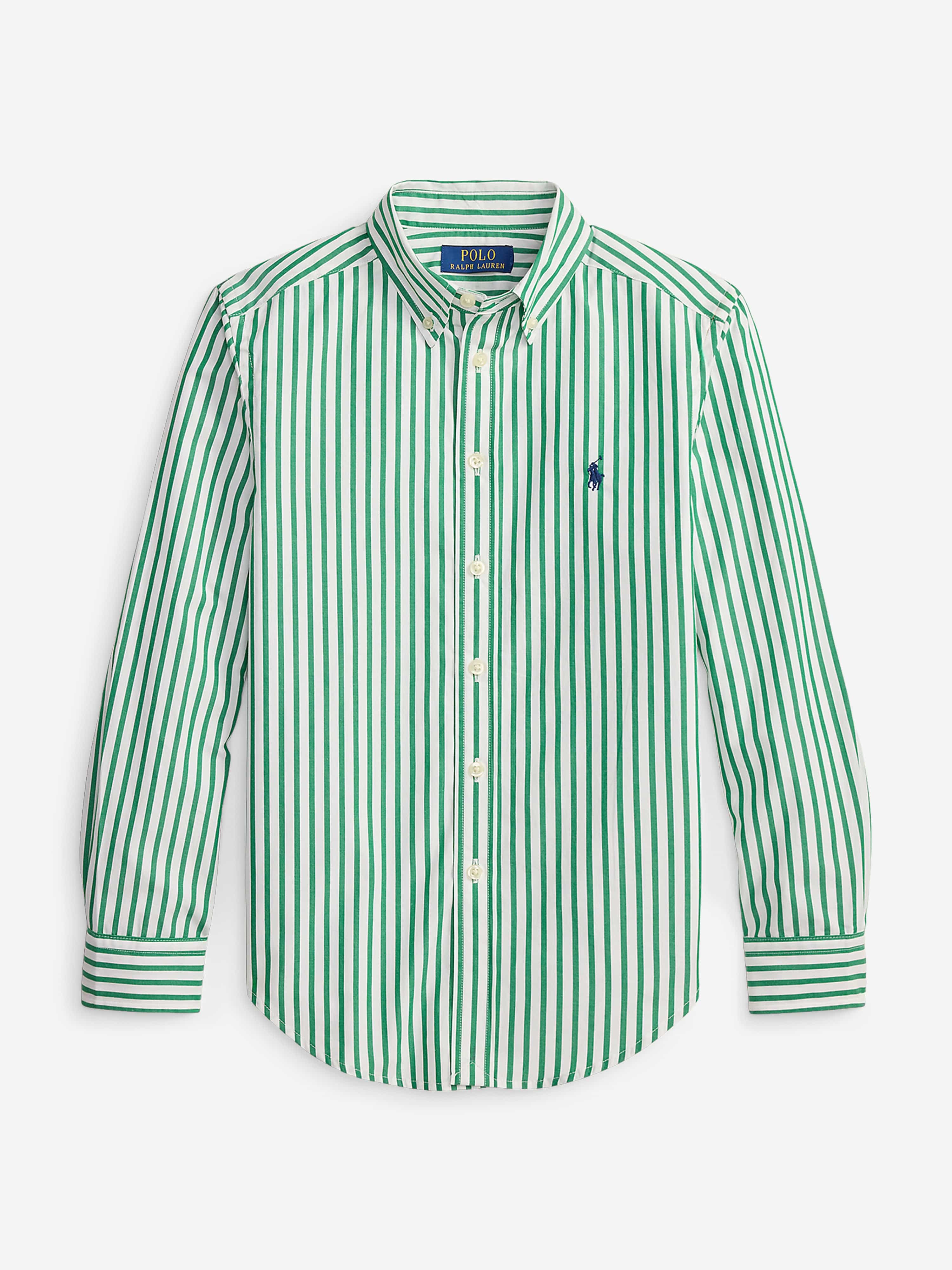 POLO RALPH LAUREN kidsロングシャツ Ralph Lauren Boys Striped Poplin Shirt in Green | Childsplay Clothing