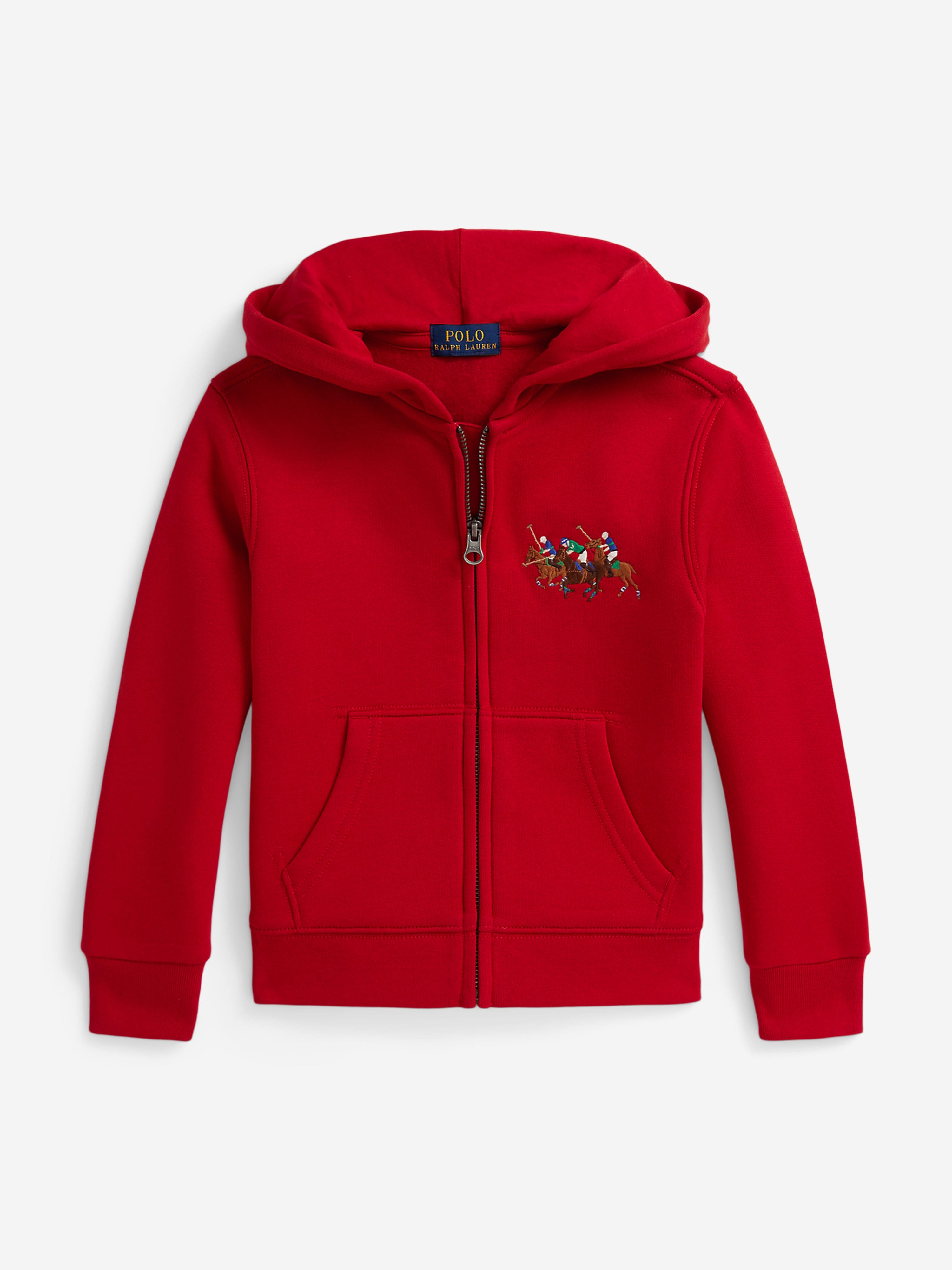 Ralph Lauren Boys Polo Player Zip Up Top in Red | Childsplay Clothing