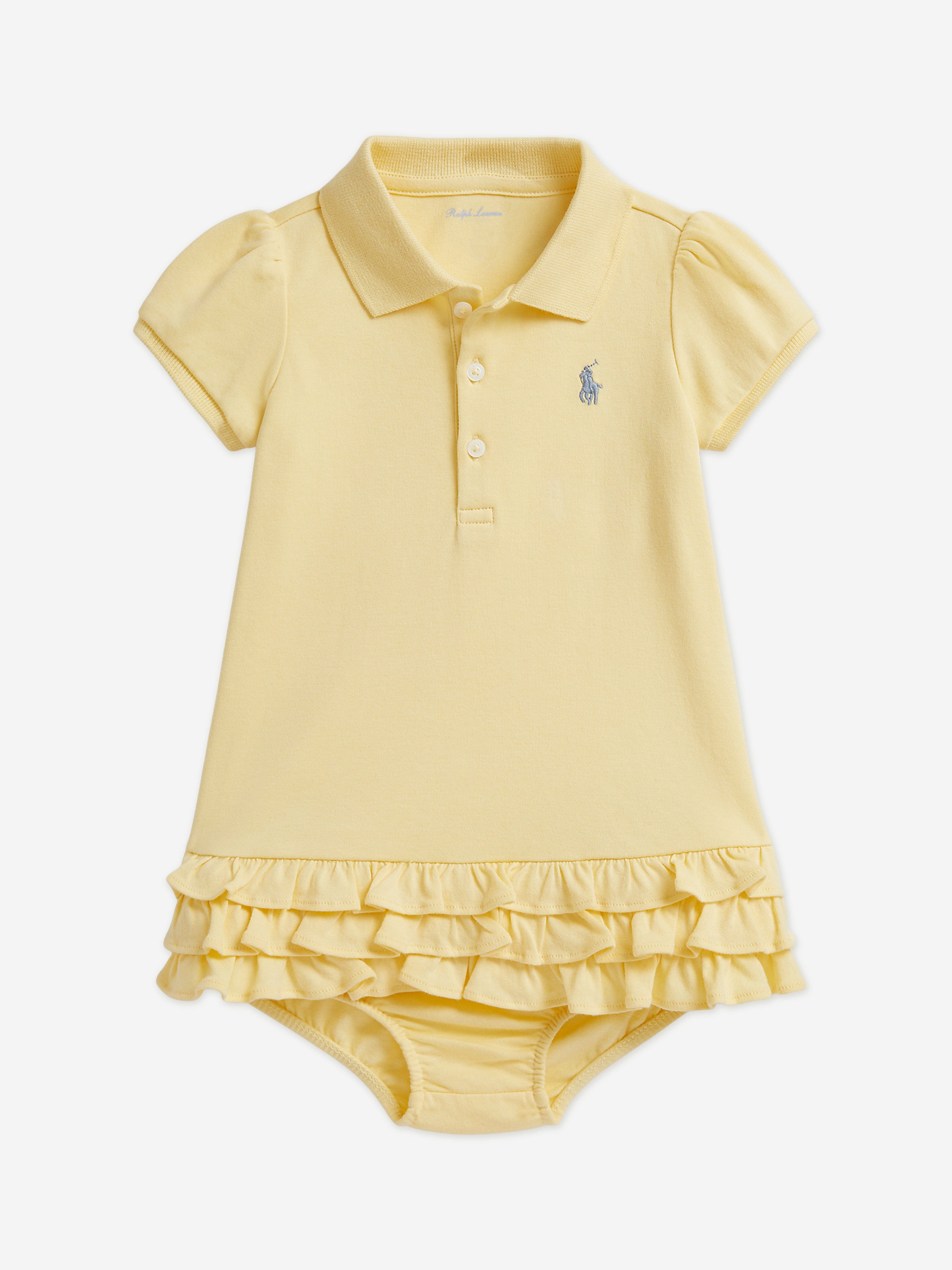 Ralph Lauren Baby Girls Ruffe Polo Dress in Yellow