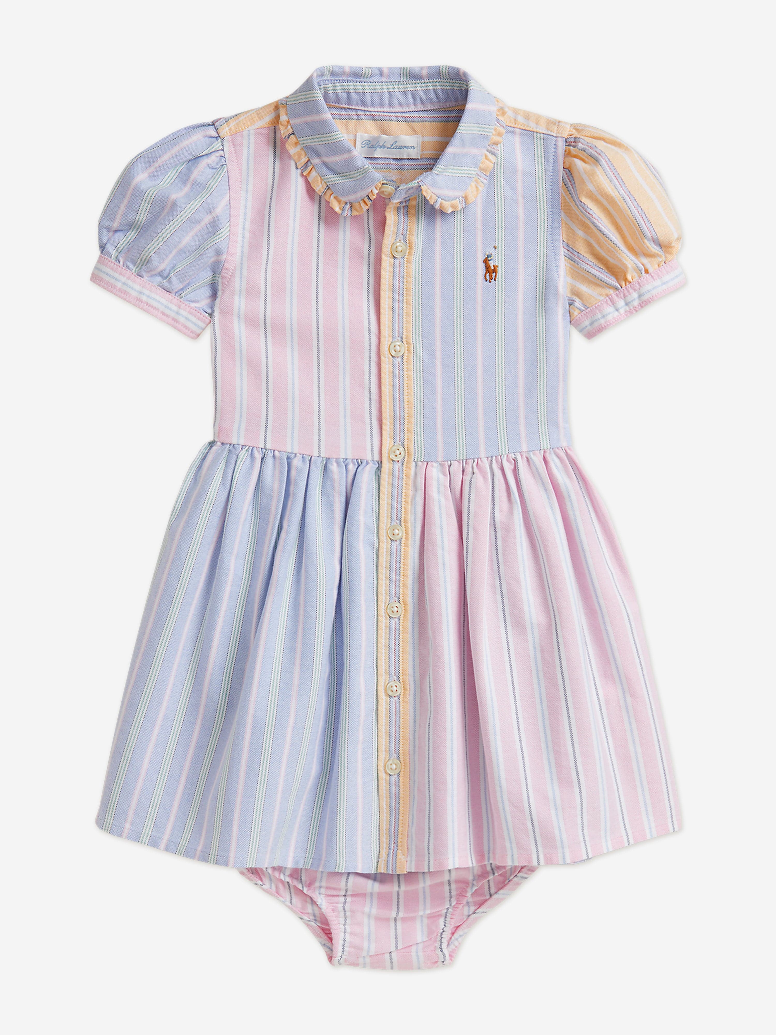 strapless open back dress Ralph Lauren Baby Girls Striped Classic Oxford Shirt Dress in Blue