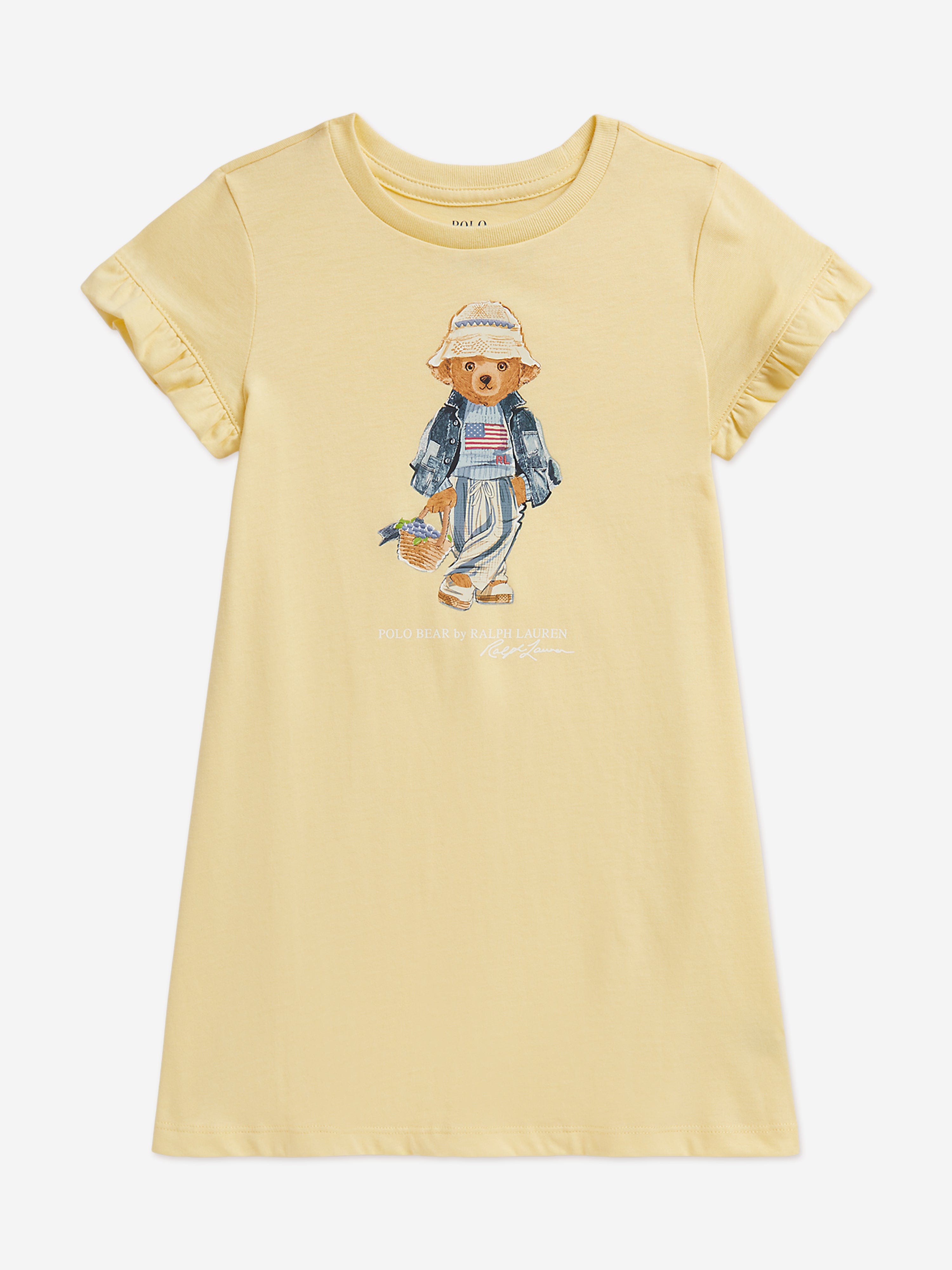 Ralph Lauren Girls Polo Bear Jersey Dress in Yellow | Childsplay Clothing Ralph Lauren Girls Polo Bear Jersey Dress in Yellow | Childsplay Clothing