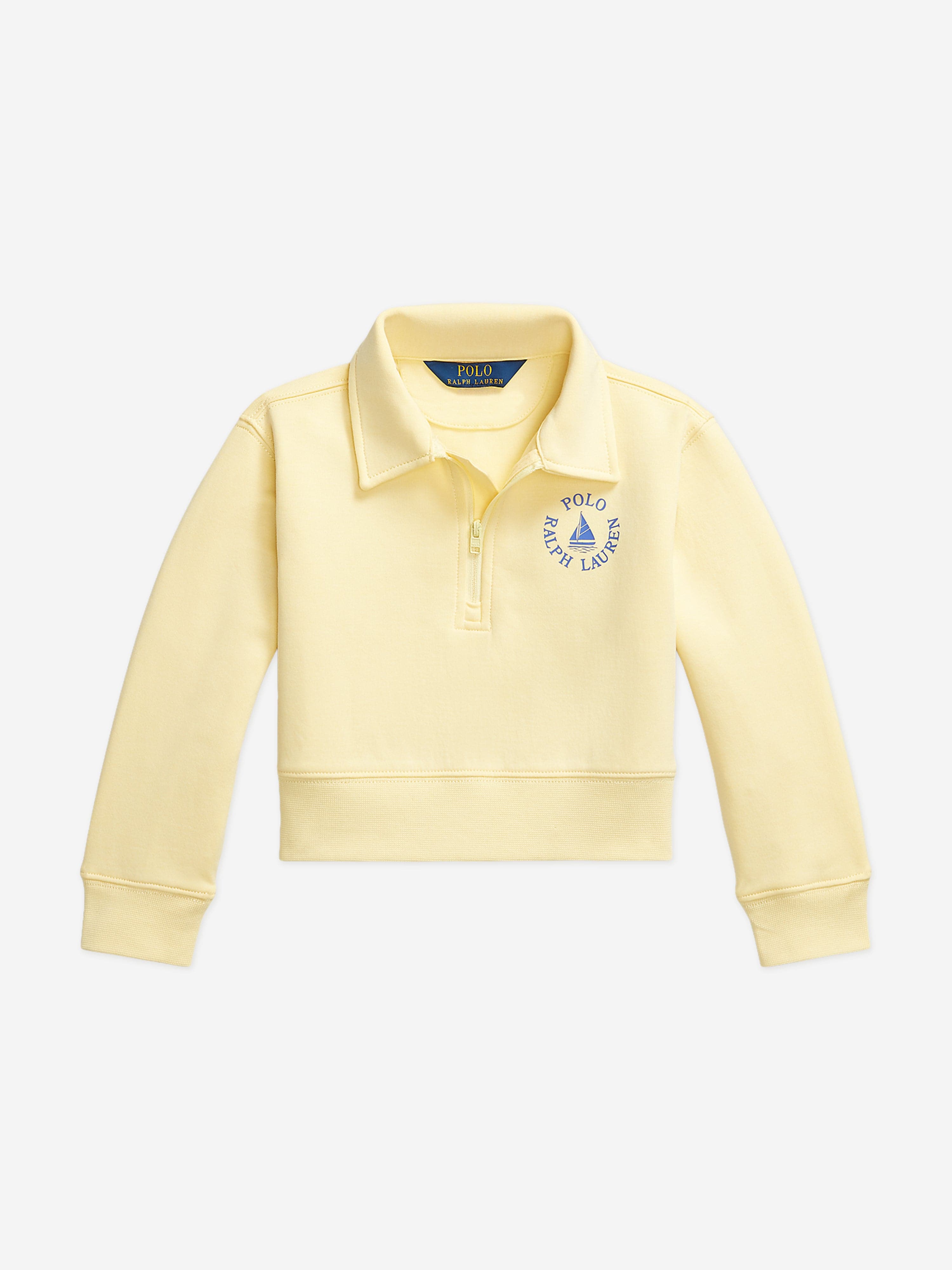 Ralph Lauren Girls Half Zip Sweatshirt in Yellow | Childsplay Clothing