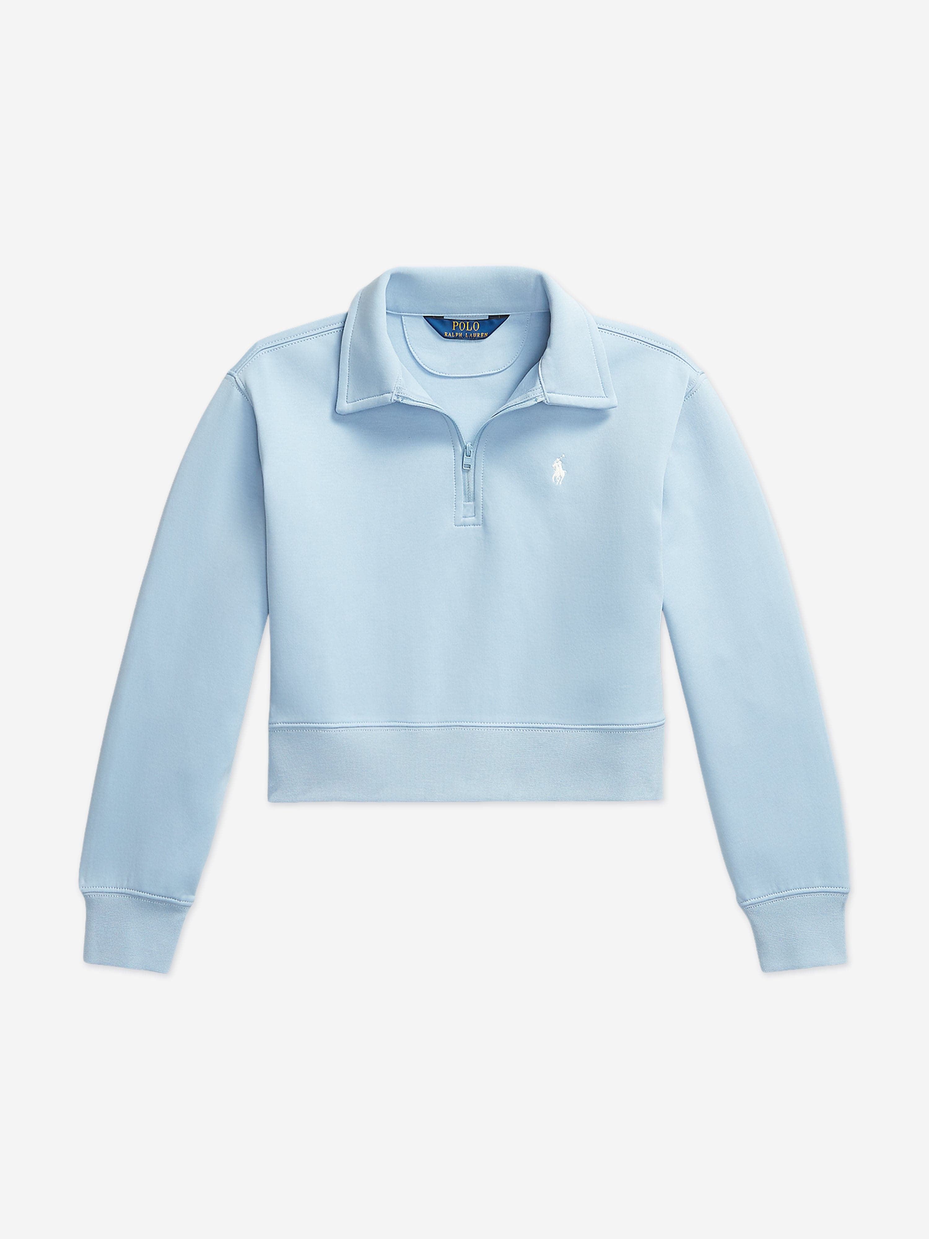 Ralph Lauren Girls Technical Knit Half Zip Sweatshirt in Blue