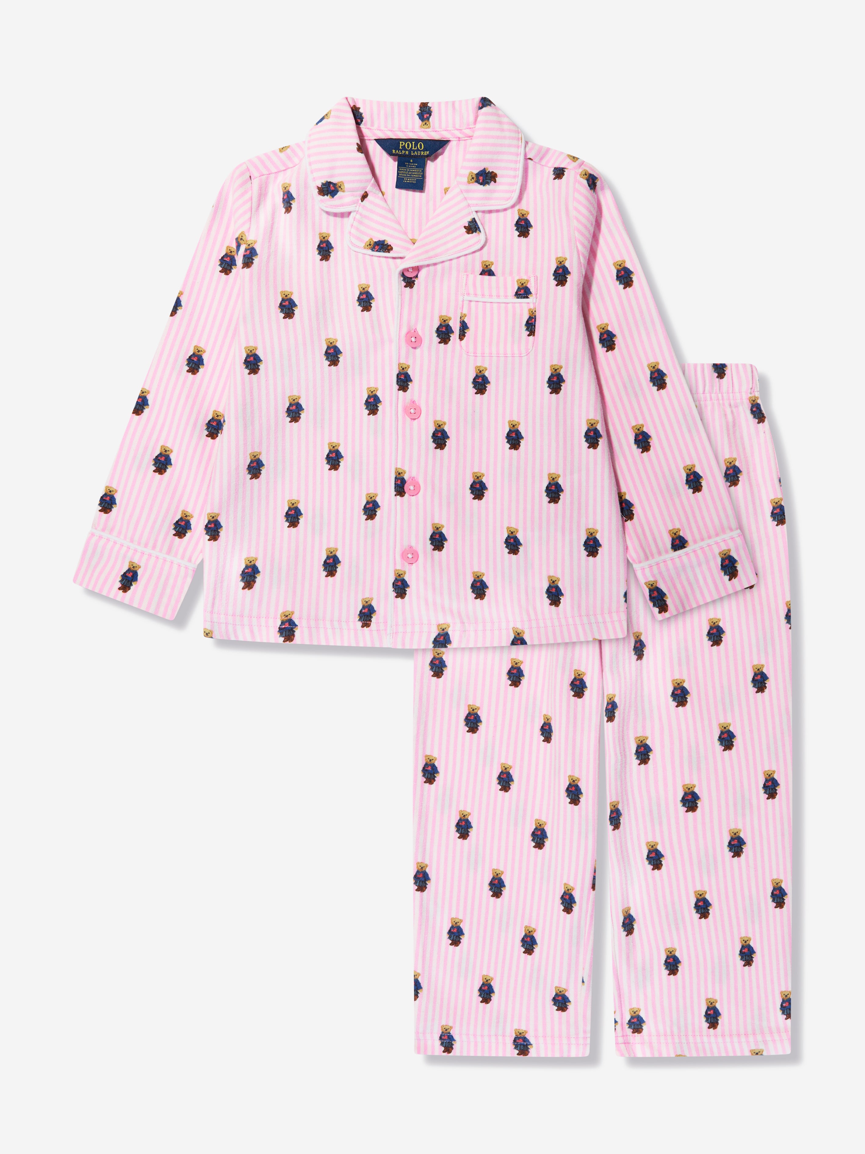 Girls Bear Pyjama Set in Pink