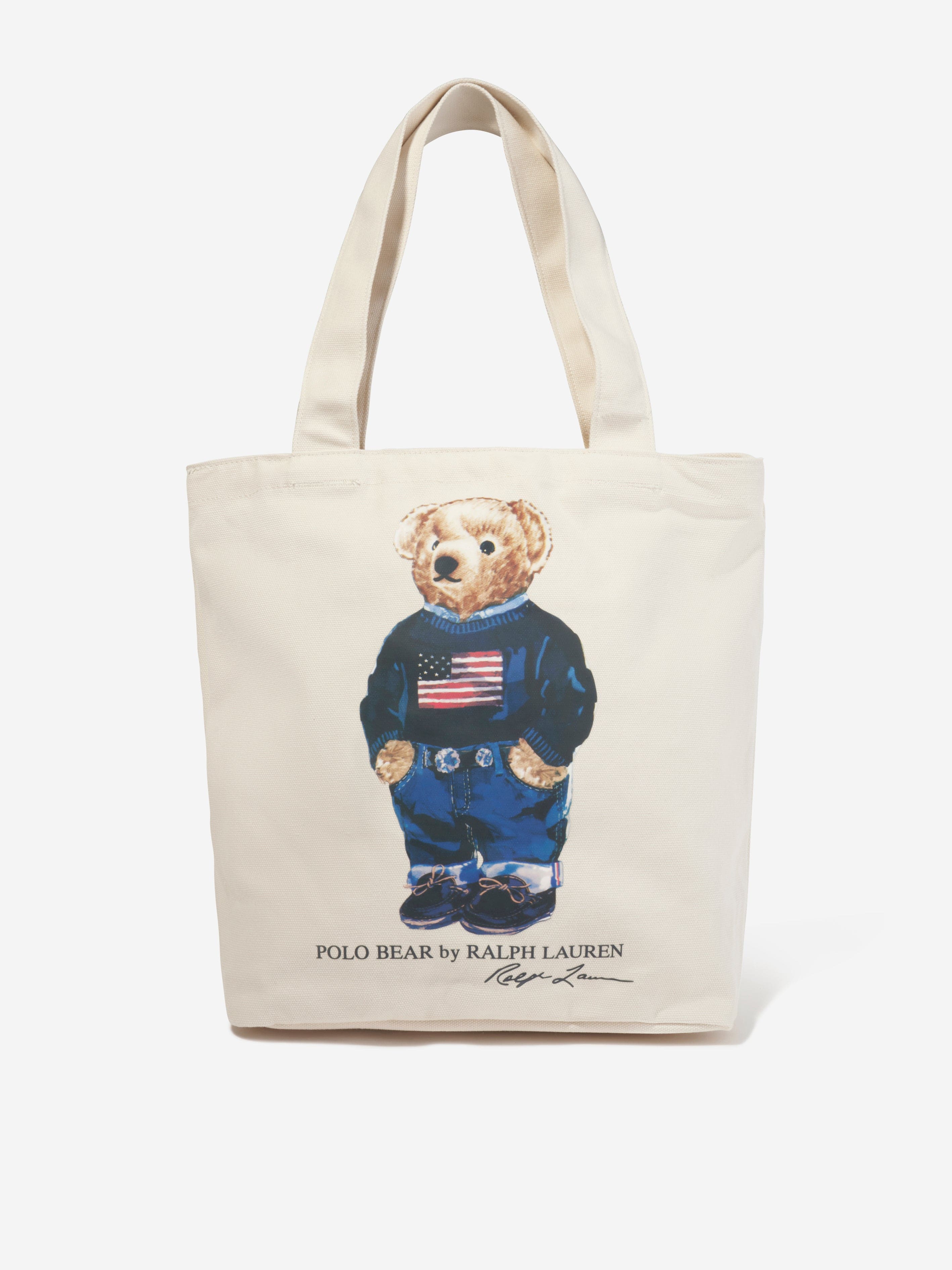 Polo Bear by Ralph Lauren トートバッグ ベージュ Ralph Lauren Kids Polo Bear Tote Bag in Ivory (33cm) | Childsplay