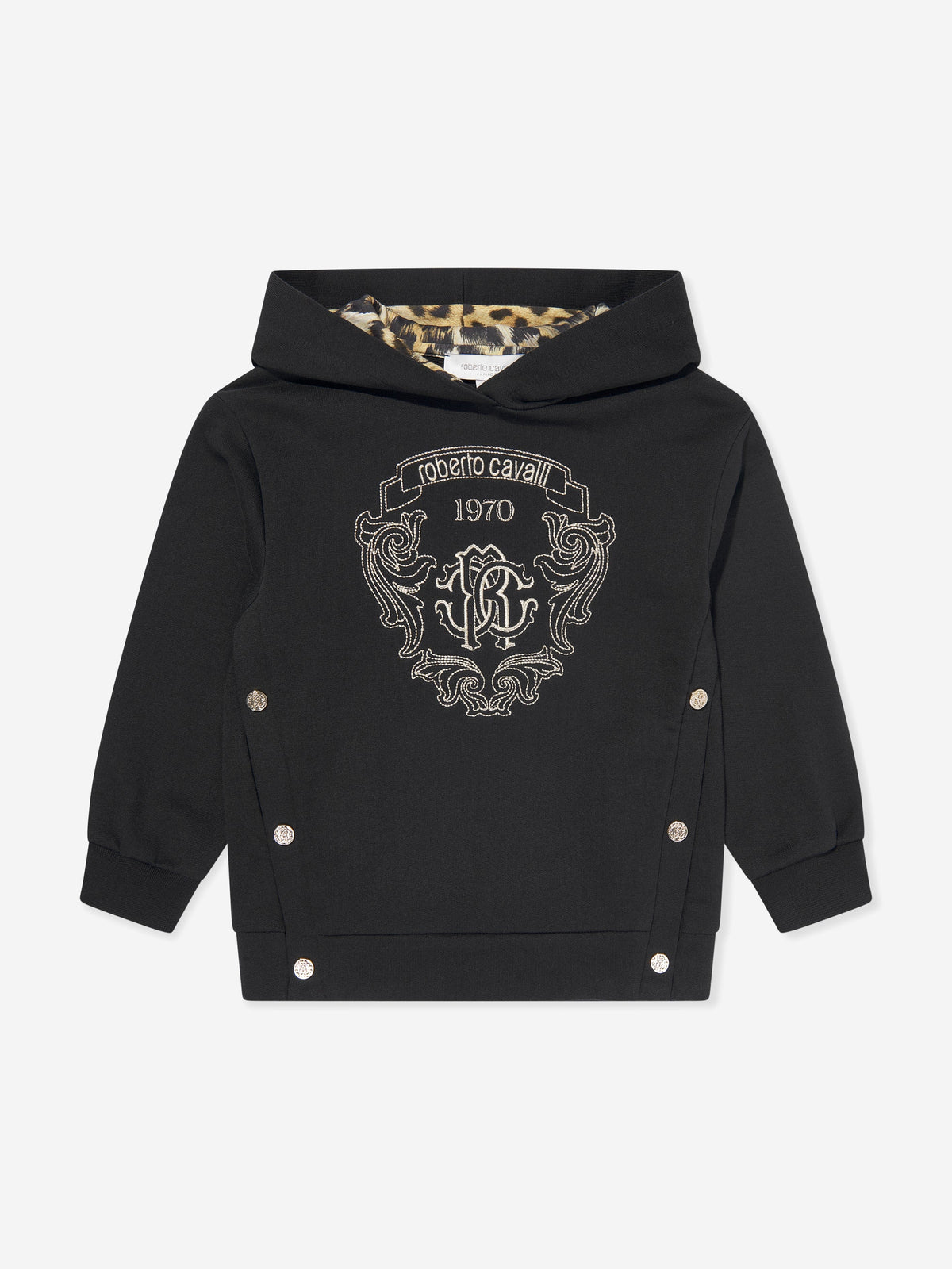 Roberto Cavalli Girls Embroidered Hoodie in Black | Childsplay 