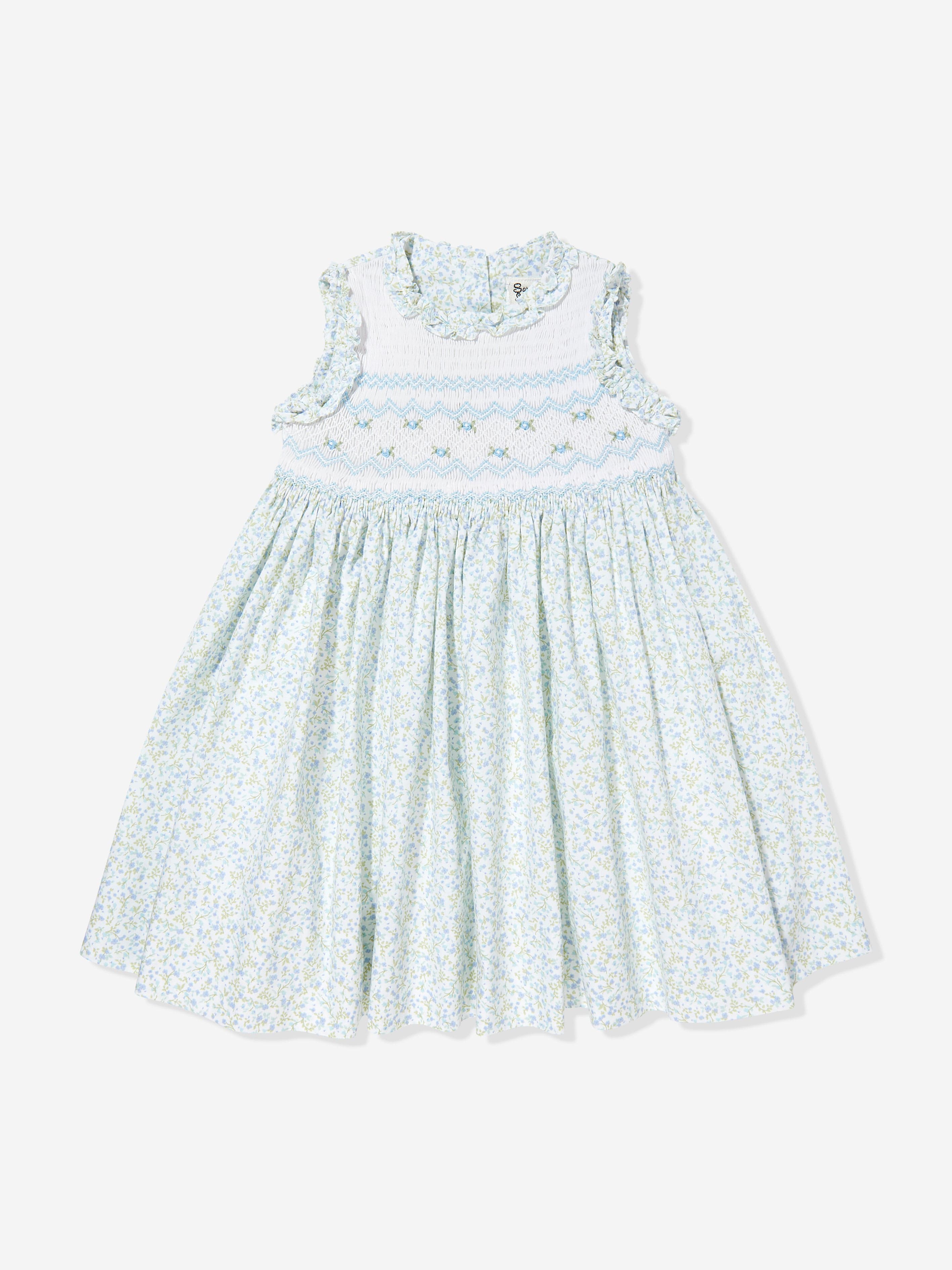 blue smocked dress girl Sarah Louise Girls Smocked Dress in Blue 3 Mths