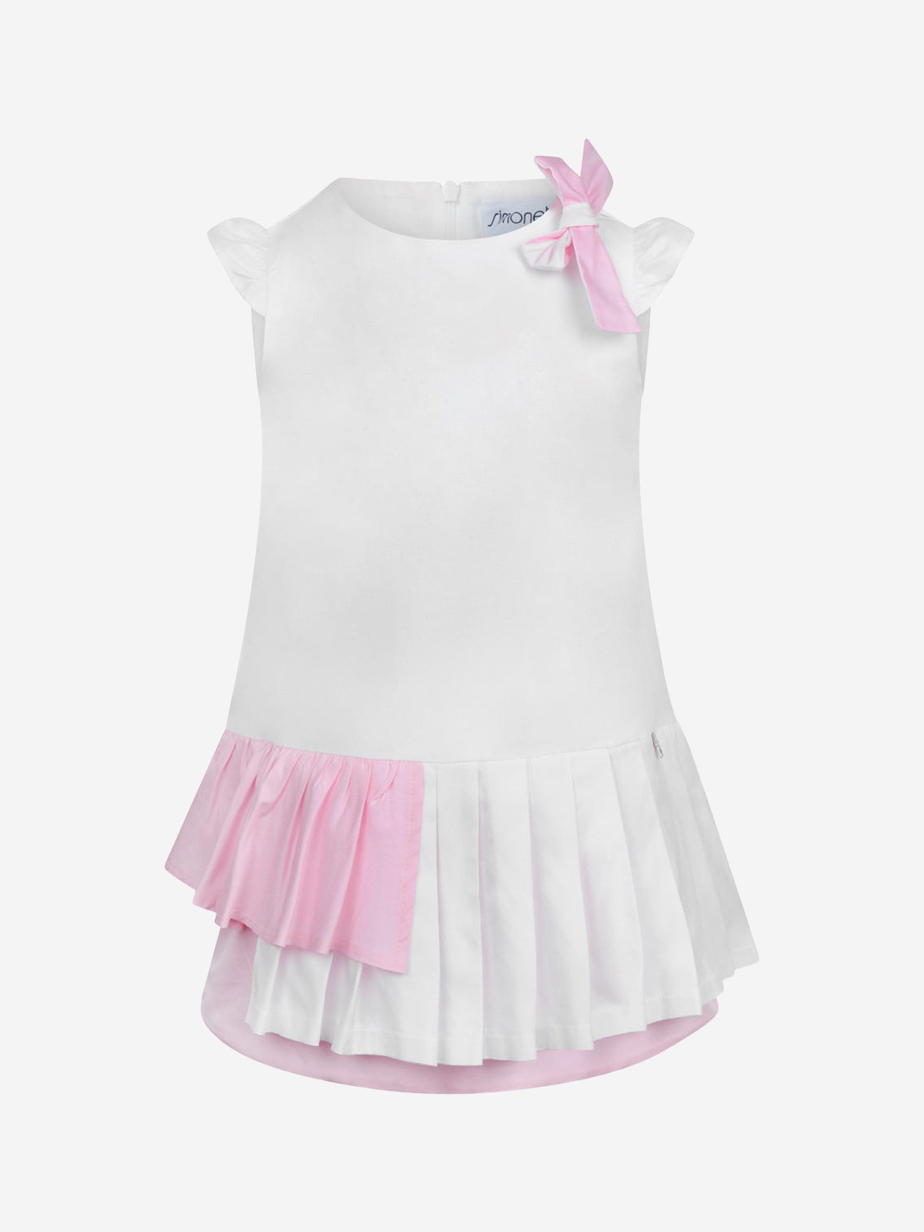 lili gaufrette white dress Simonetta Girls Pleated Dress in White 10 Yrs