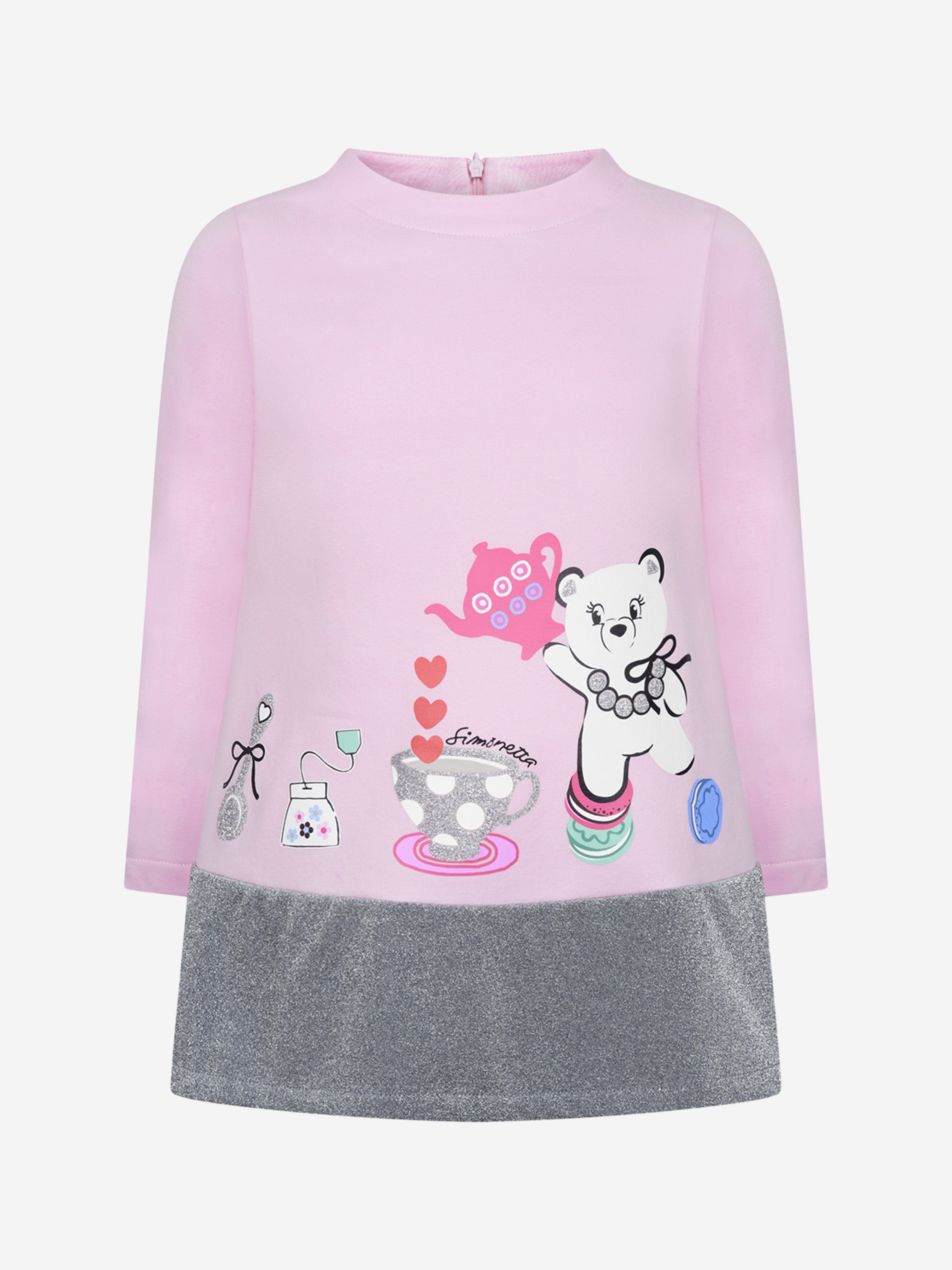 Simonetta Girls & Silver Glitter Dress 2 Yrs Pink