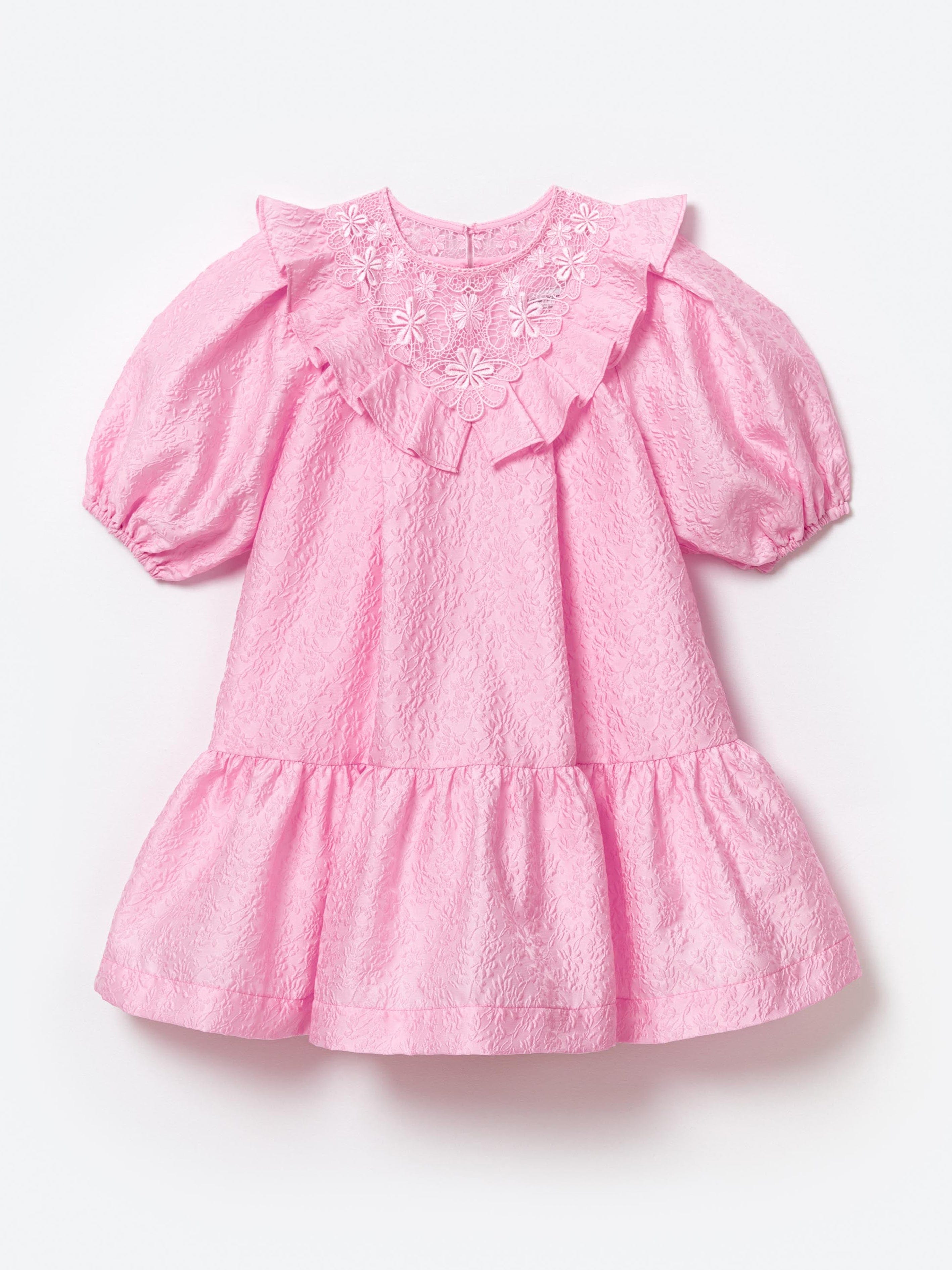 Self Portrait Girls Textured Crepe Mini Dress in Pink 10 - 12 Yrs