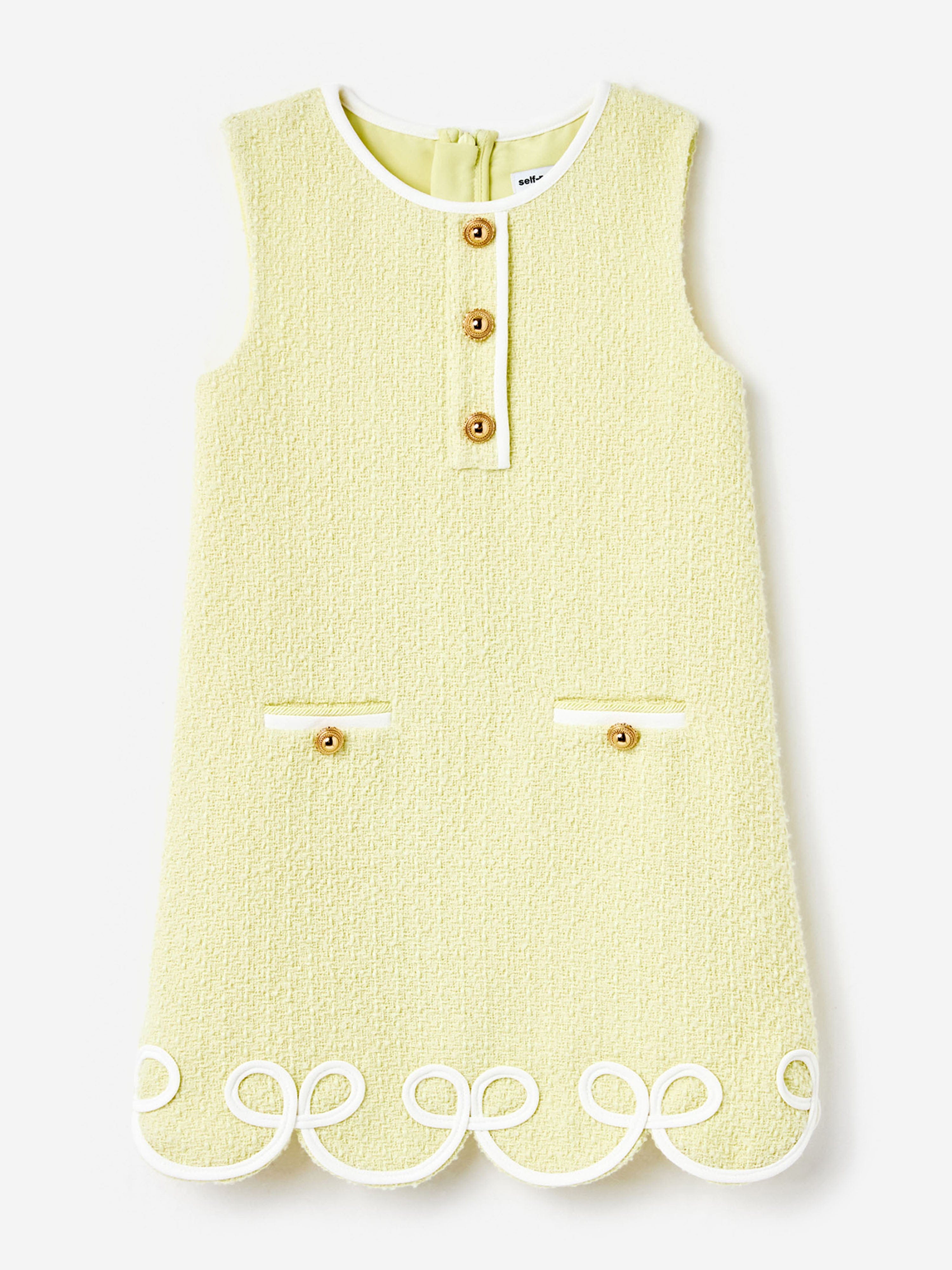 Self Portrait Girls Boucle Dress in Yellow | Childsplay Clothing Self Portrait Girls Boucle Dress in Yellow | Childsplay Clothing