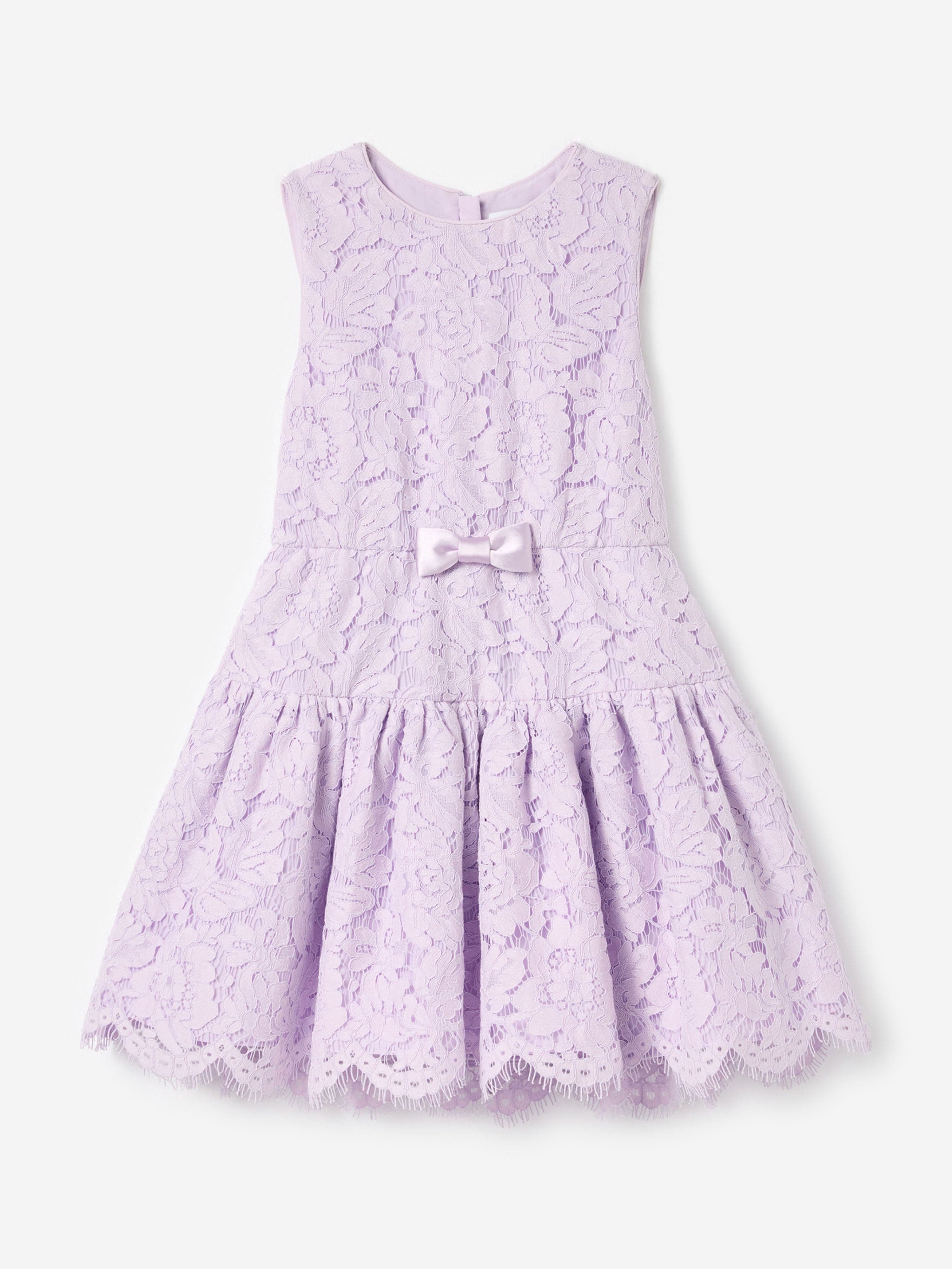 Self Portrait Girls Sleeveless Lace Dress in Purple
