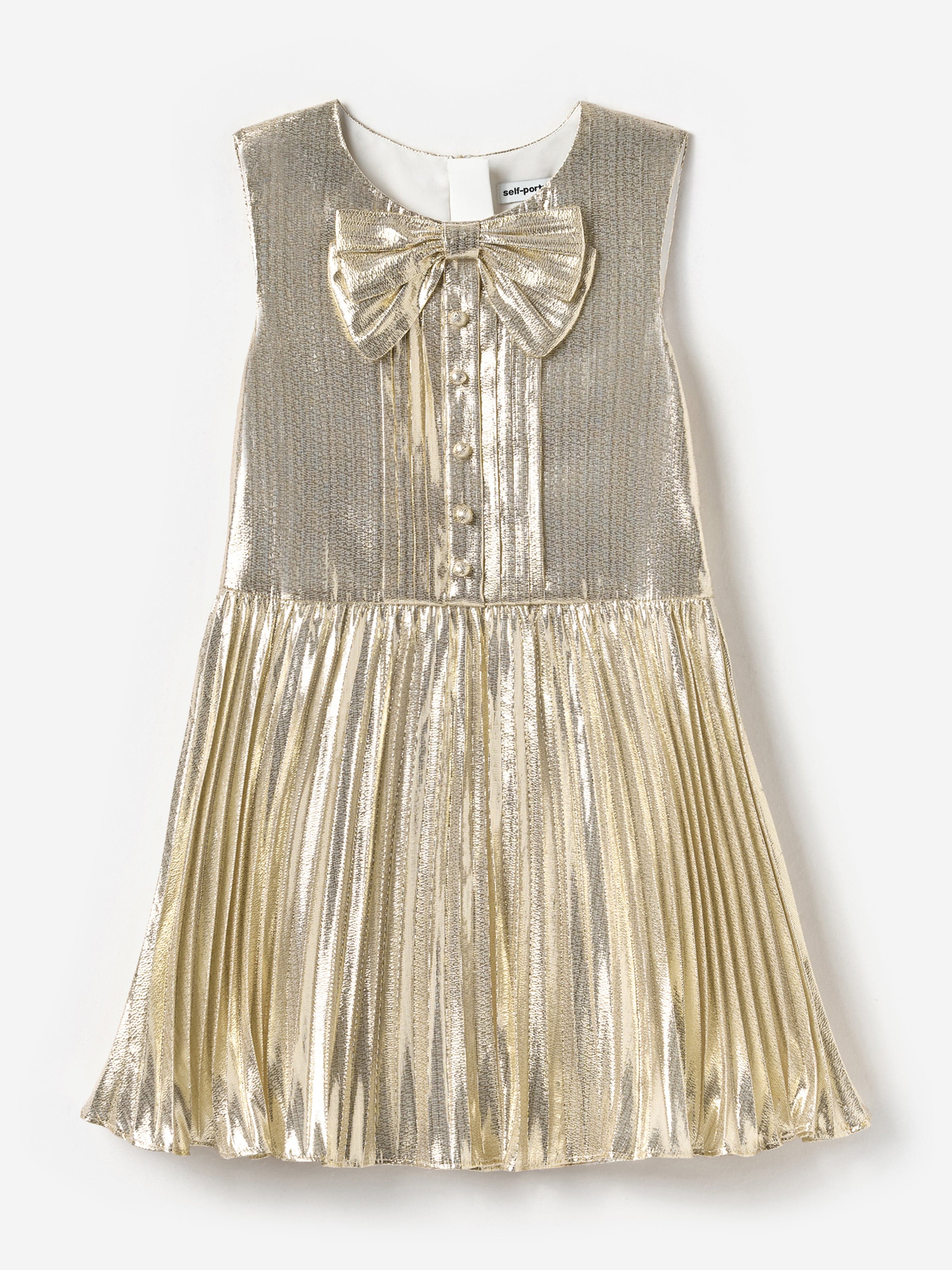 Self Portrait Girls Metallic Sleeveless Dress in Gold Self Portrait Girls Metallic Sleeveless Dress in Gold