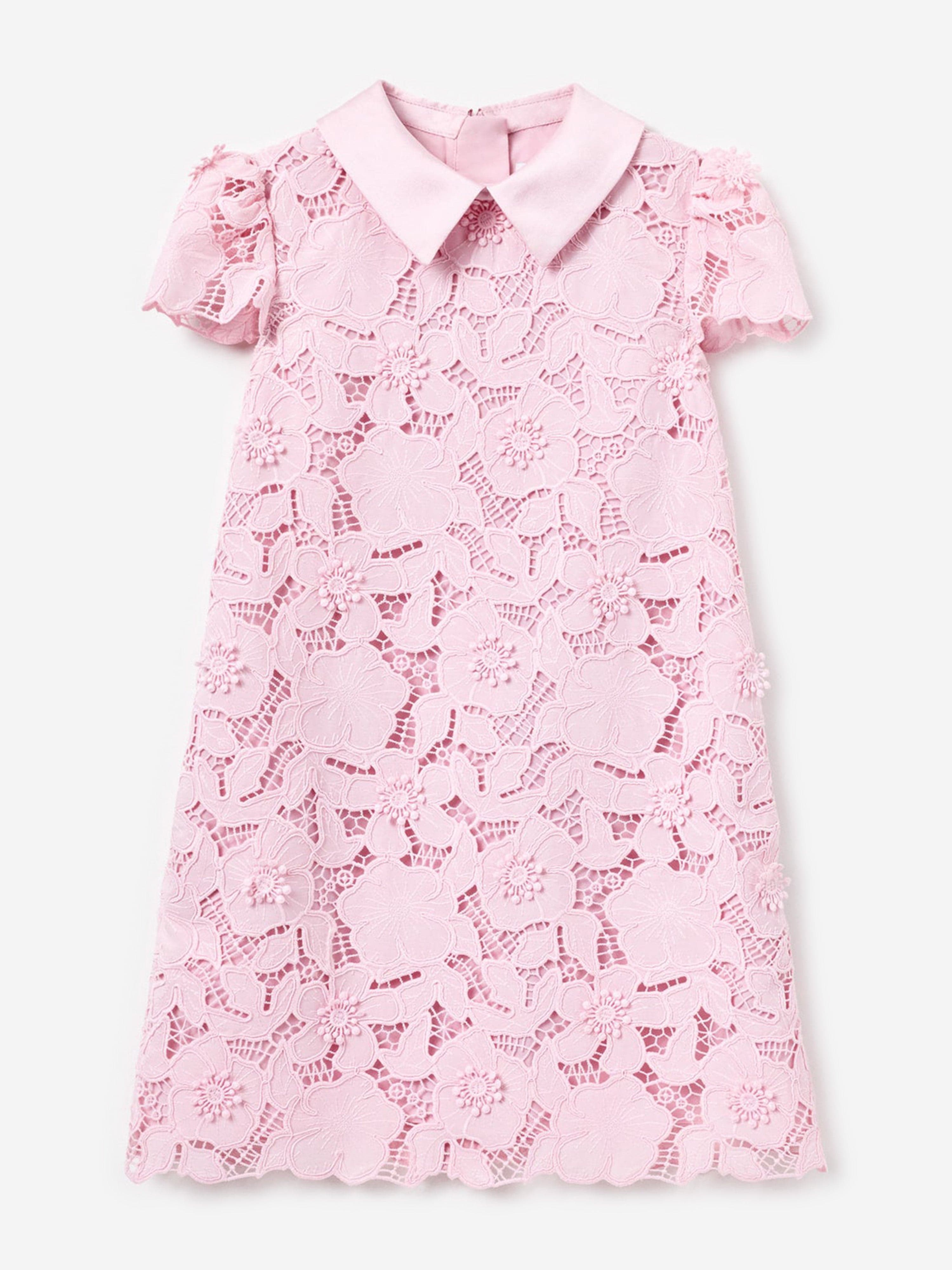 Self Portrait Girls Lace Flower Dress in Pink