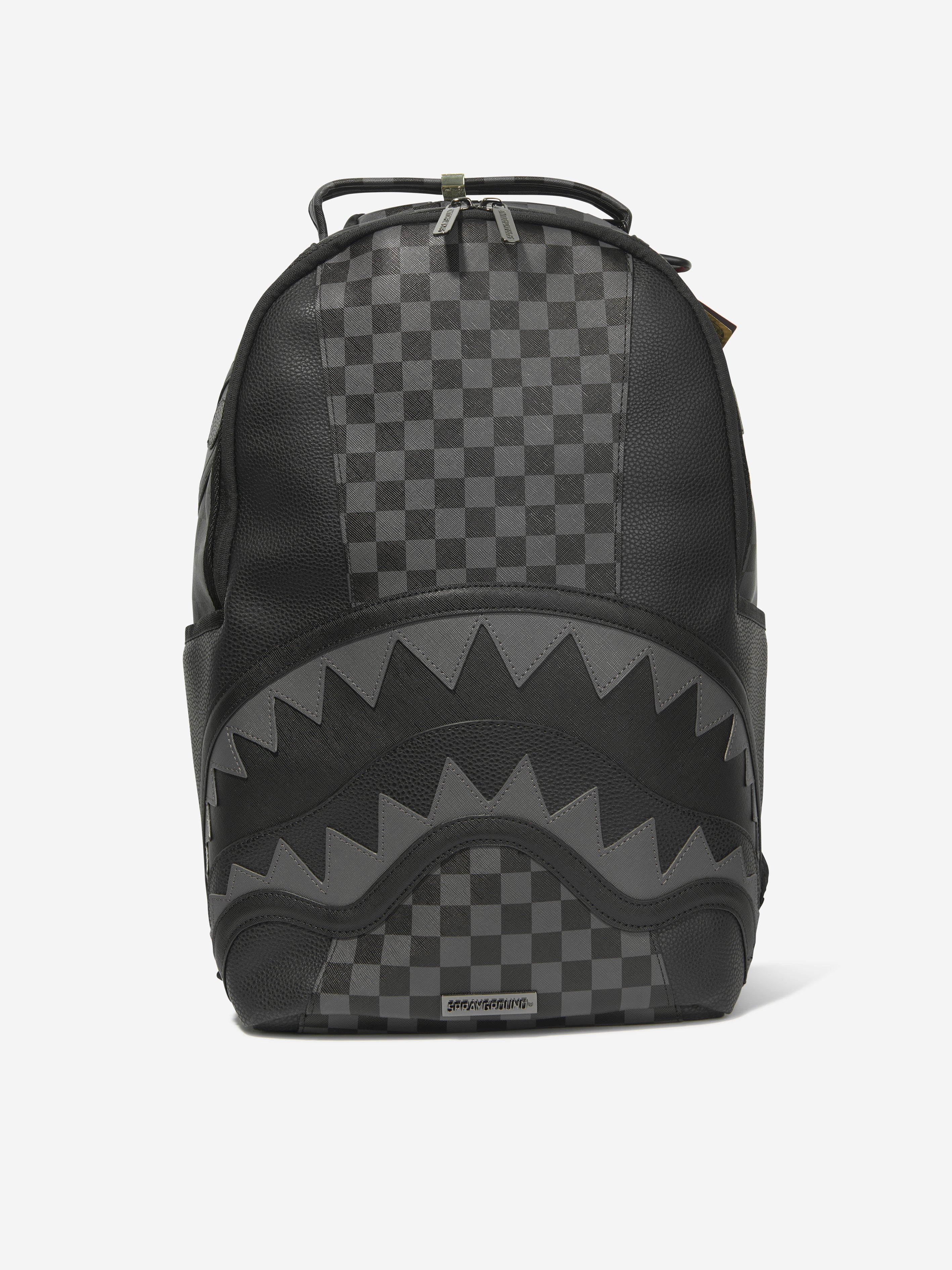 Sprayground Shark In Paris Brown Checkered Monogram Henny Backpack School  Bag