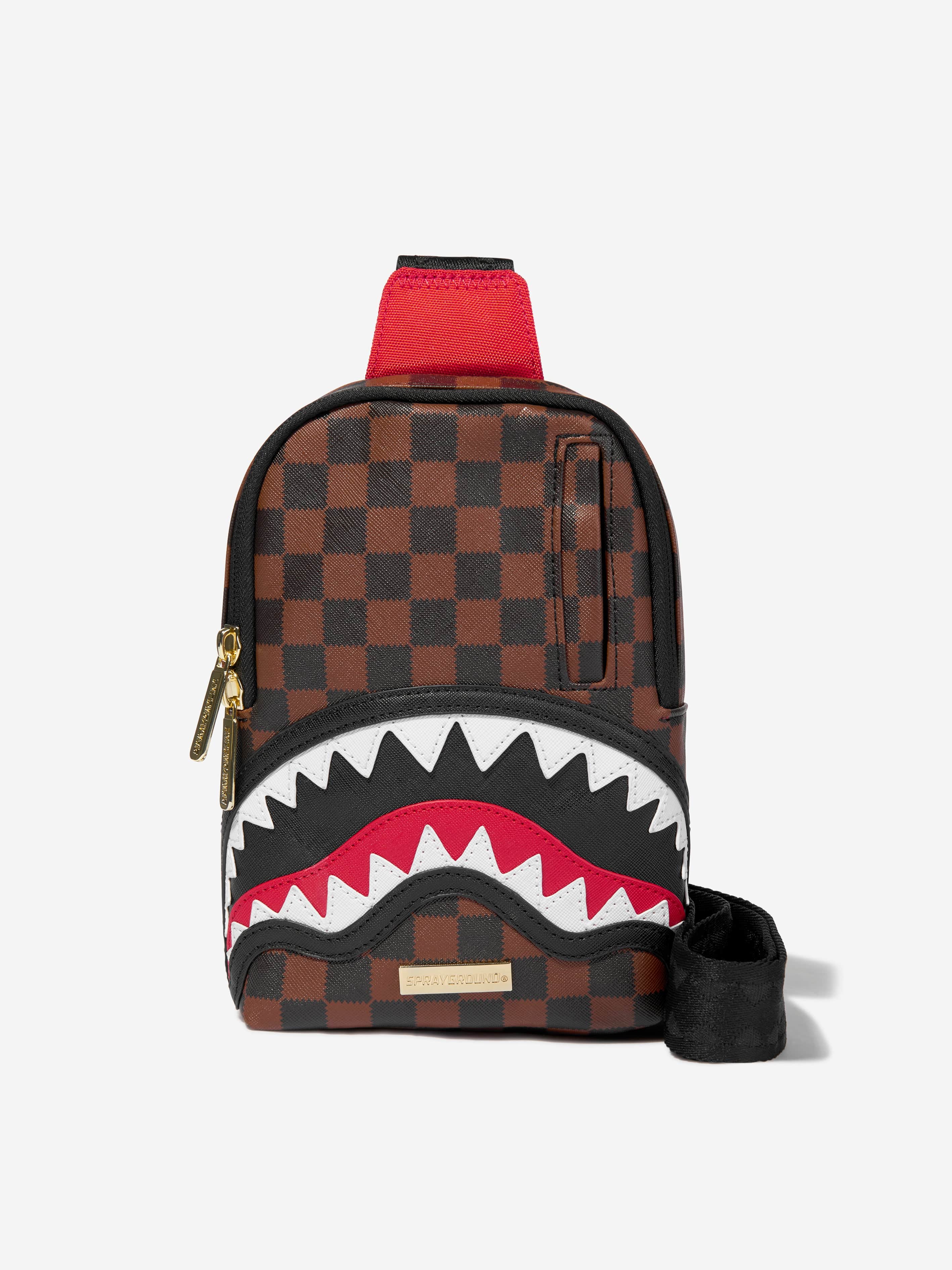 Sprayground Kids Sawtooth Sharks In Paris One Strap Sling in Brown