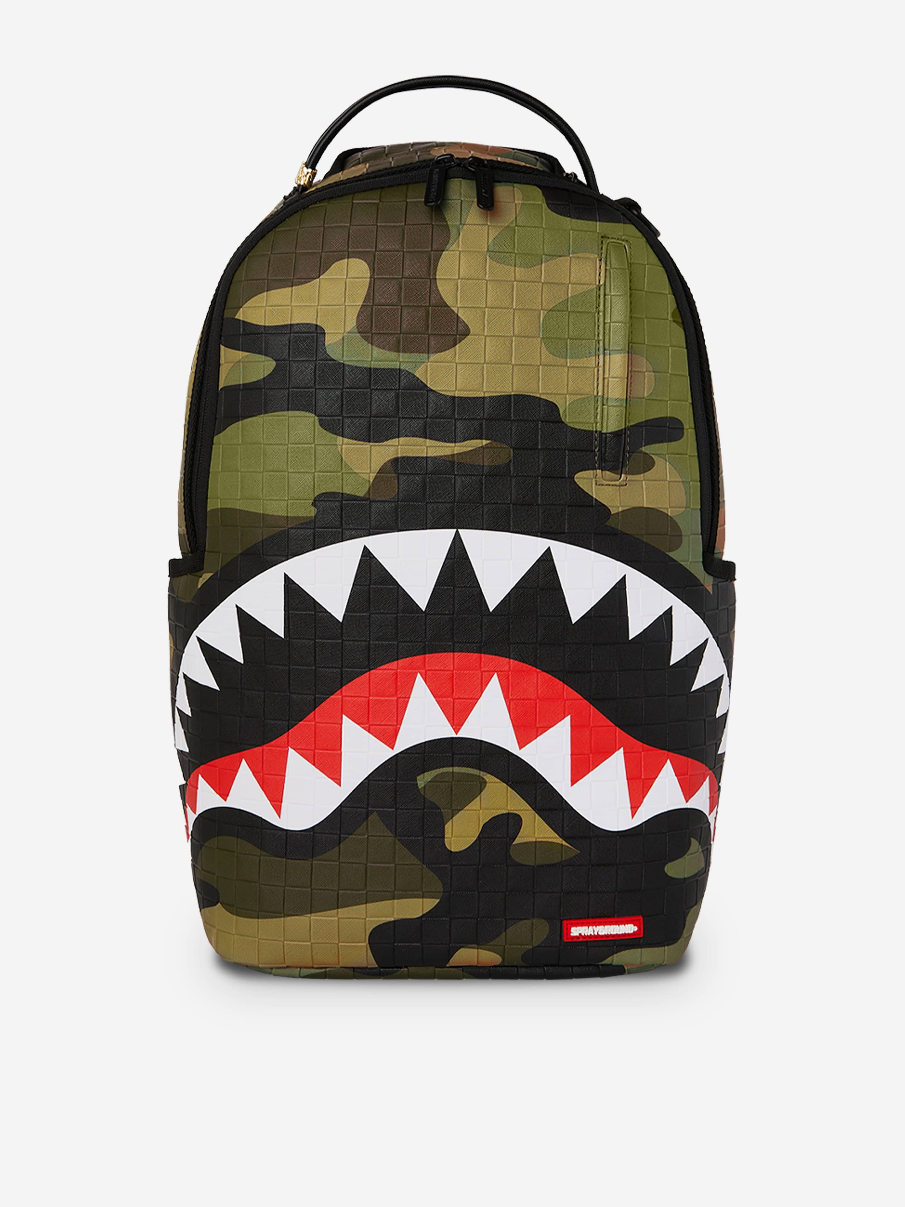 Sprayground Kids Woodland Camo Check Backpack in Green (45cm)