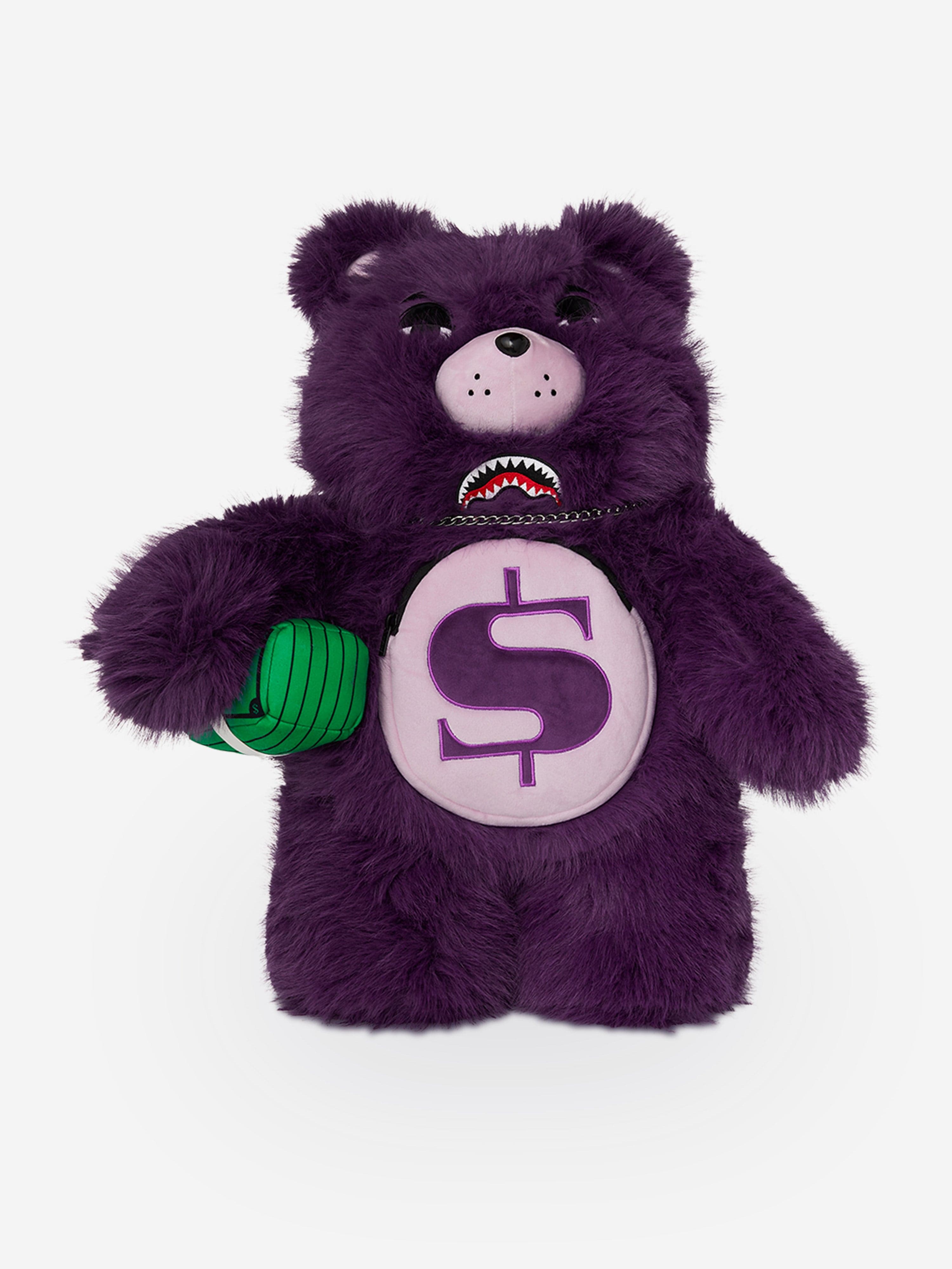 Sprayground Kids Fur Cray Money Bear Backpack in Purple (63cm